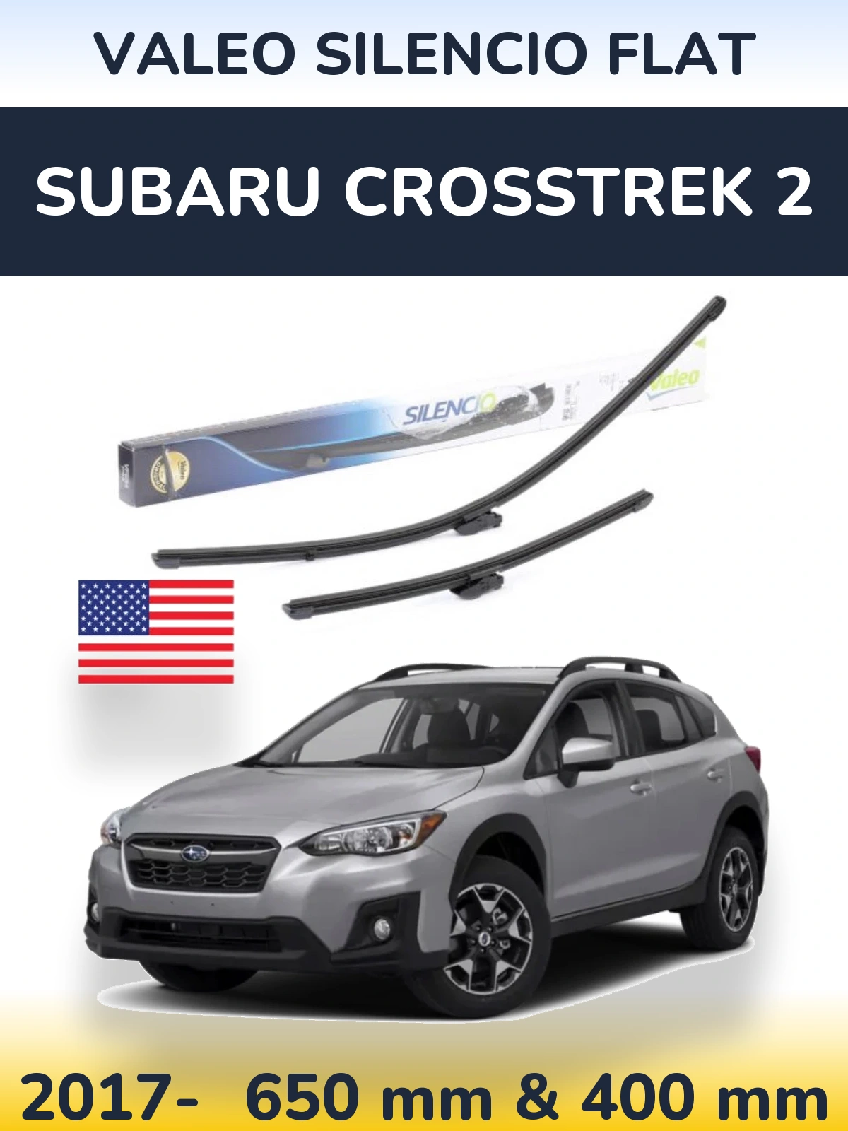 Комплект передних дворников Valeo Silencio Flat 650 & 400 мм для Subaru Crosstrek 2 2017-2026