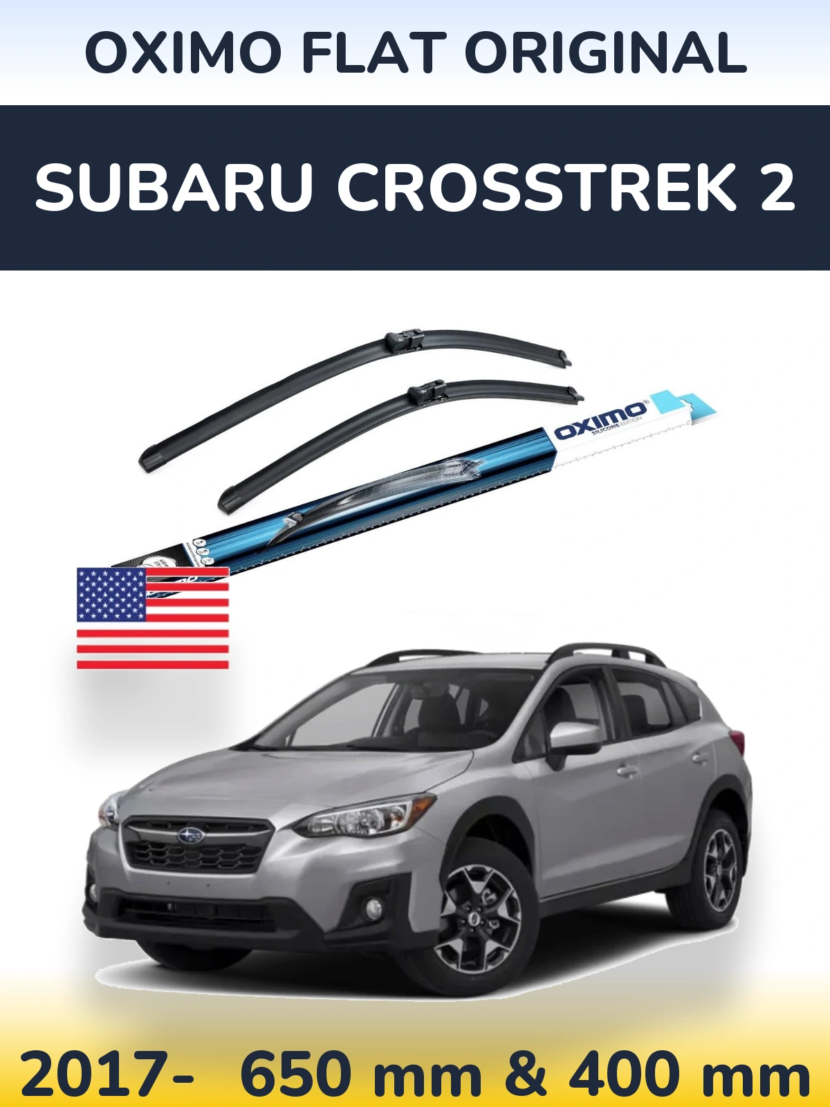Front wiper blade set Oximo Flat Original 650 & 400 mm for Subaru Crosstrek 2 2017-2026
