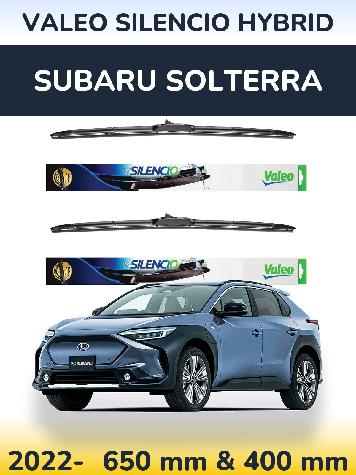 Front wiper blade set Valeo Silencio Hybrid 650 & 400 mm for Subaru Solterra 2022-2026