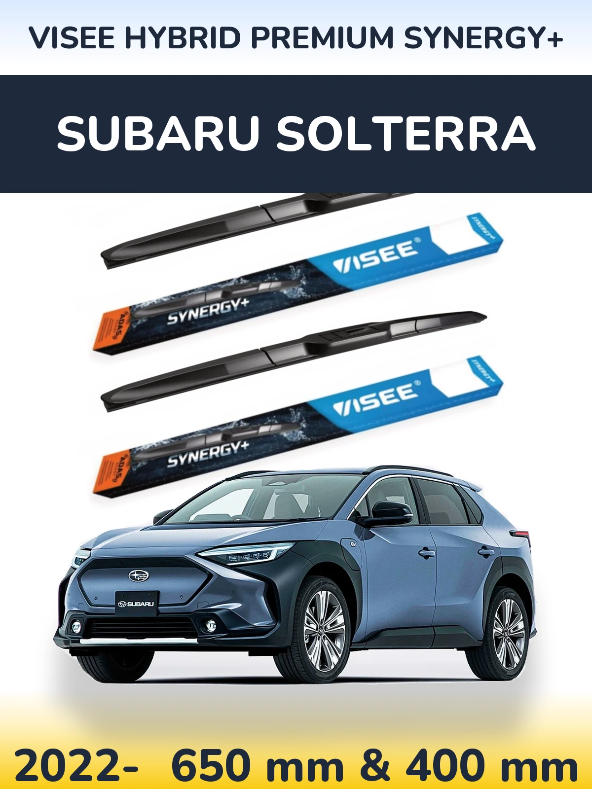 Komplet przednich wycieraczek VISEE HYBRID PREMIUM SYNERGY+ 650 & 400 mm do Subaru Solterra 2022-2026