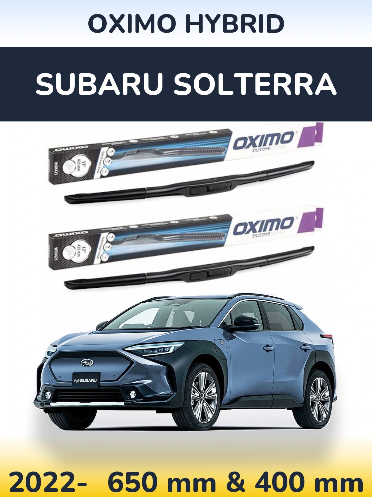 Komplet przednich wycieraczek Oximo Hybrid 650 & 400 mm do Subaru Solterra 2022-2026