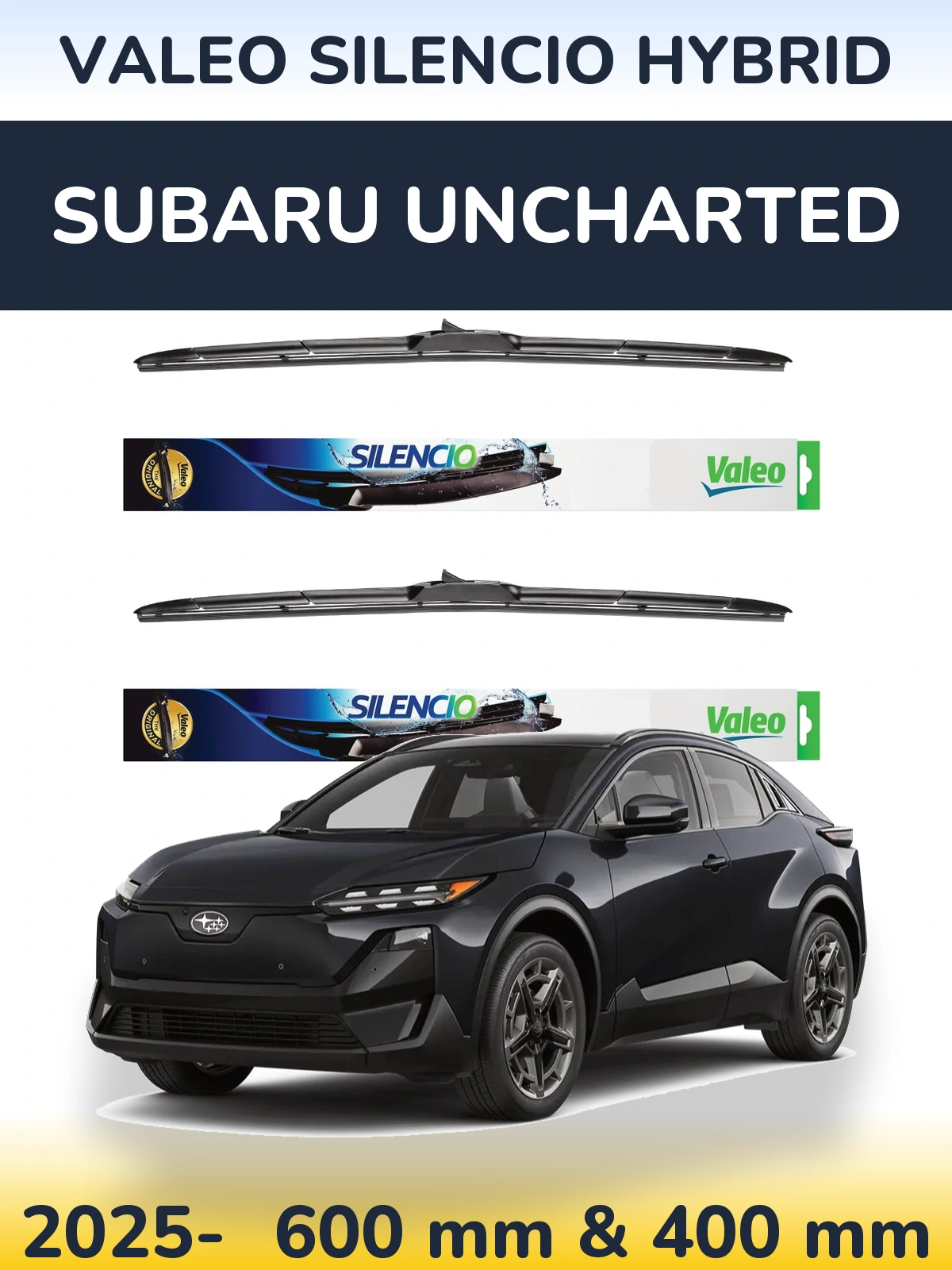 Komplet przednich wycieraczek Valeo Silencio Hybrid 600 & 400 mm do Subaru Uncharted 2025-2026
