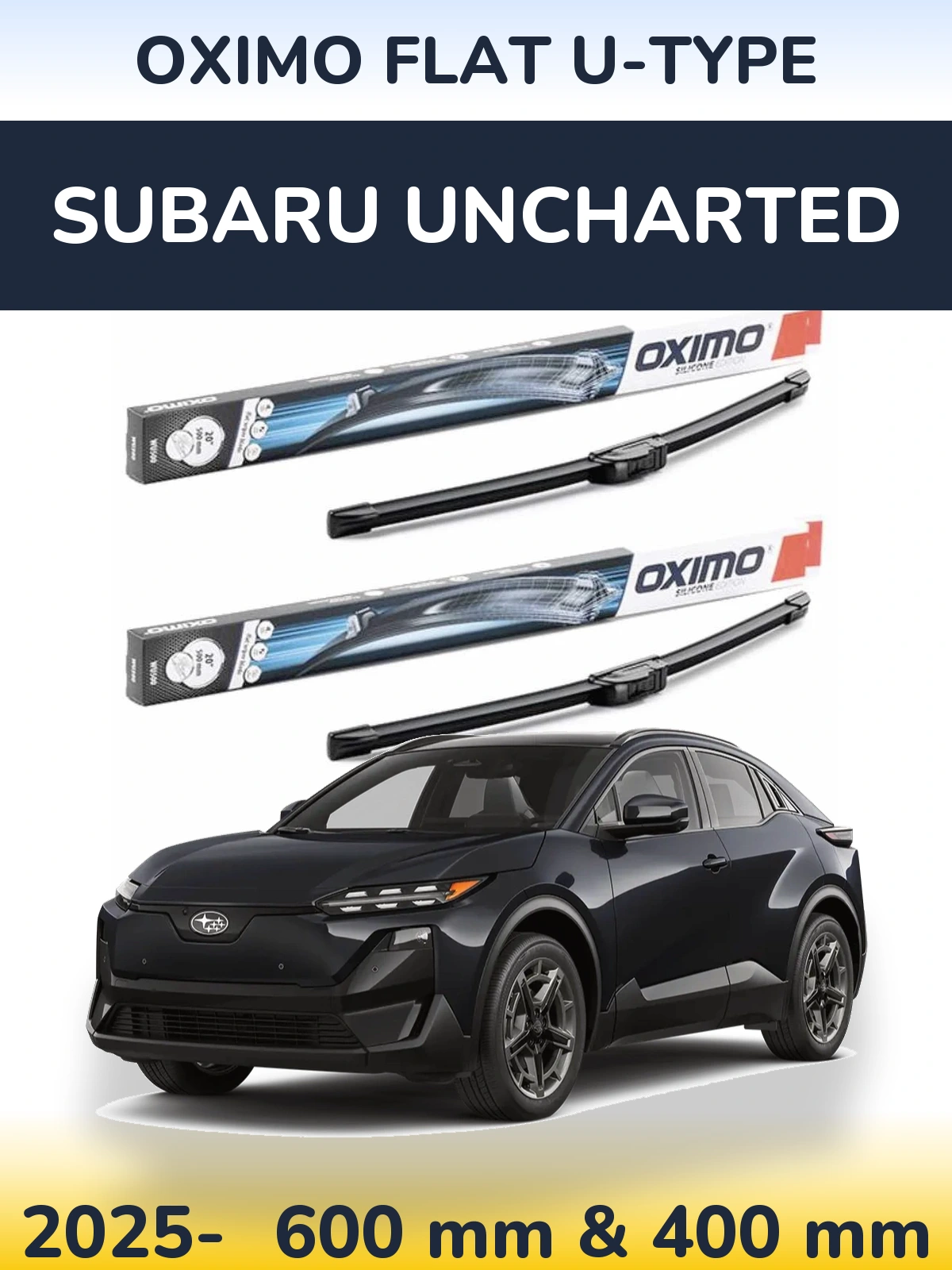 Комплект передних дворников Oximo Flat U-type 600 & 400 мм для Subaru Uncharted 2025-2026