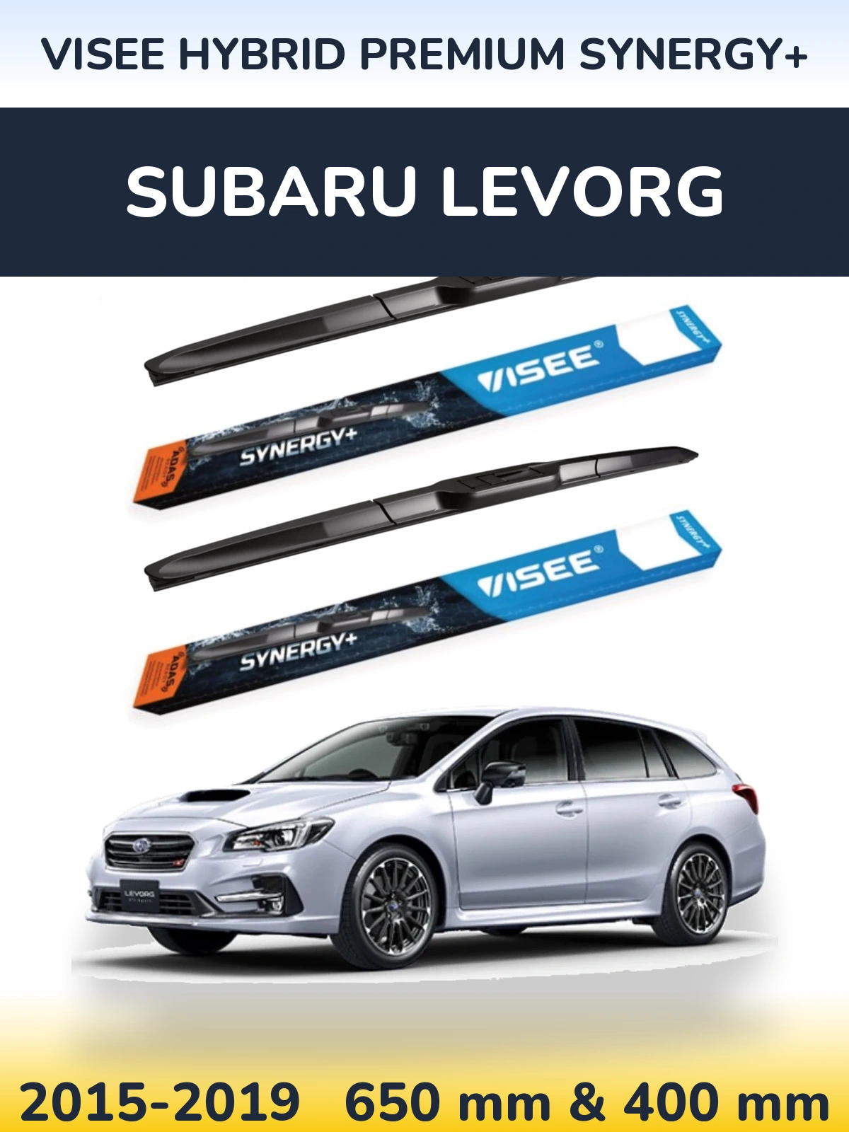 Комплект передних дворников VISEE HYBRID PREMIUM SYNERGY+ 650 & 400 мм для Subaru Levorg 2015-2019