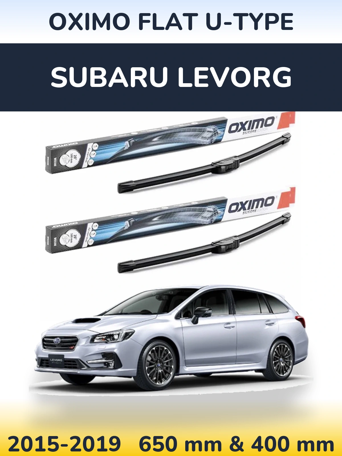 Комплект передних дворников Oximo Flat U-type 650 & 400 мм для Subaru Levorg 2015-2019