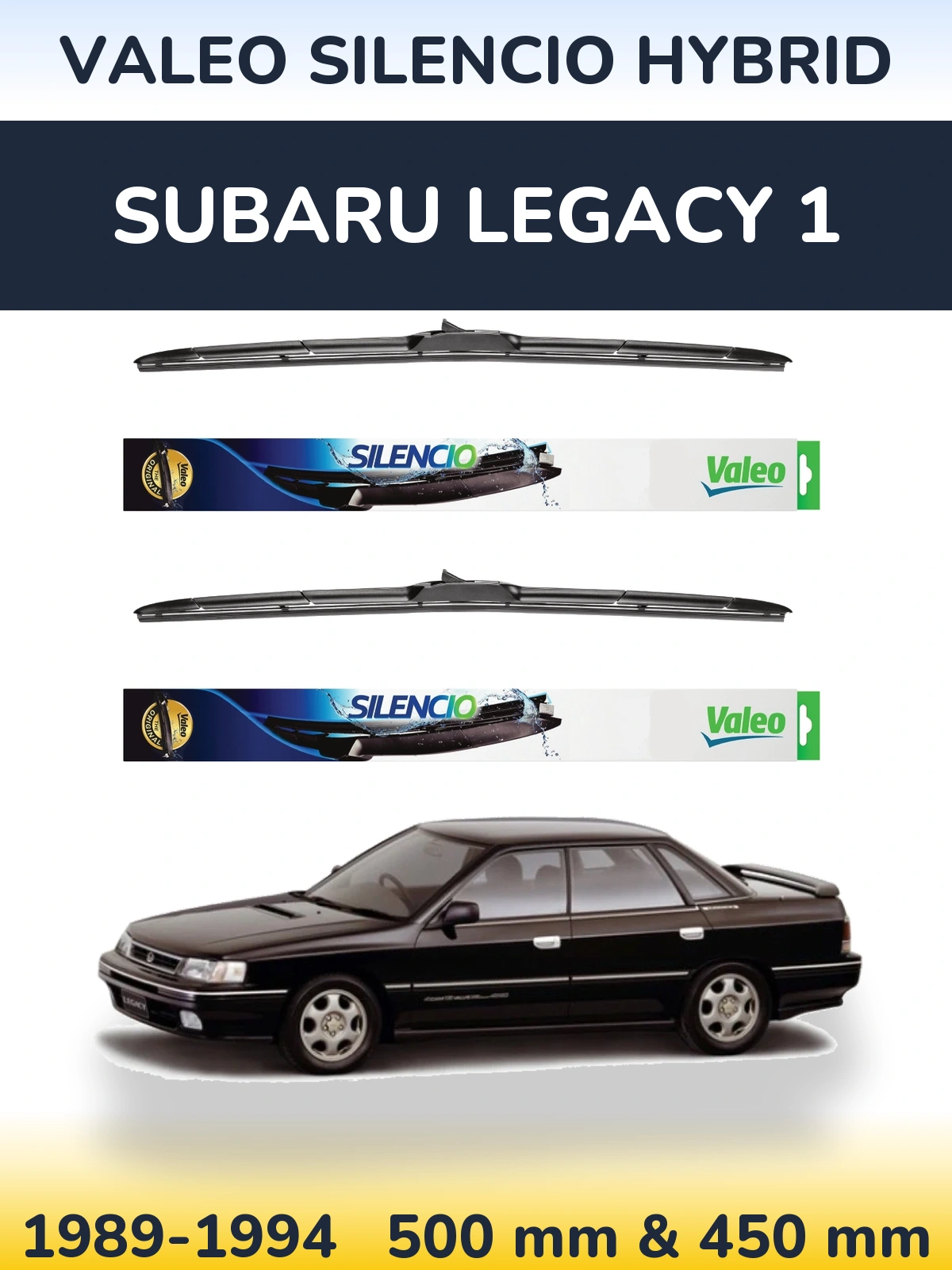 Комплект передних дворников Valeo Silencio Hybrid 500 & 450 мм для Subaru Legacy 1 1989-1994