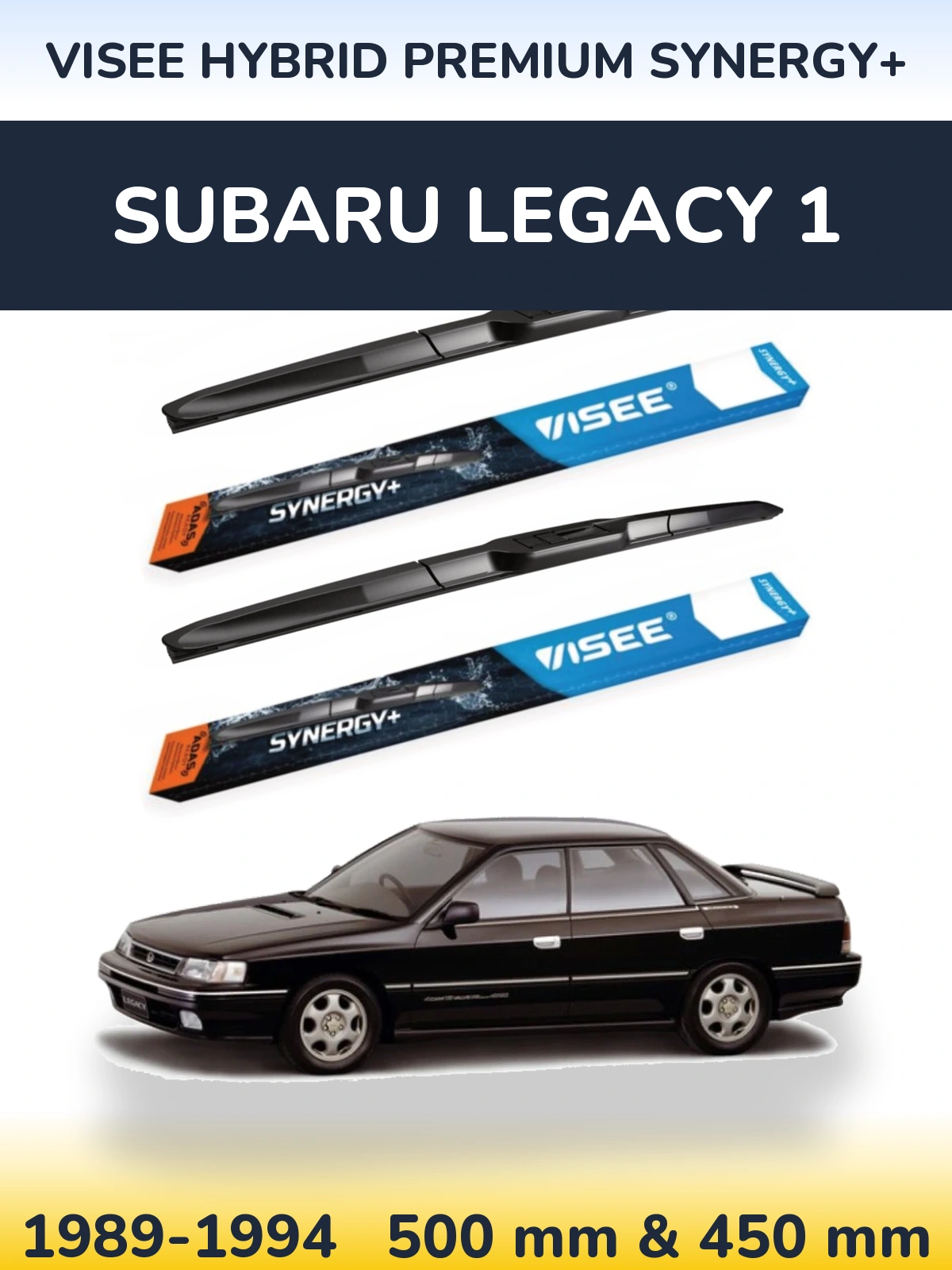 Komplet przednich wycieraczek VISEE HYBRID PREMIUM SYNERGY+ 500 & 450 mm do Subaru Legacy 1 1989-1994