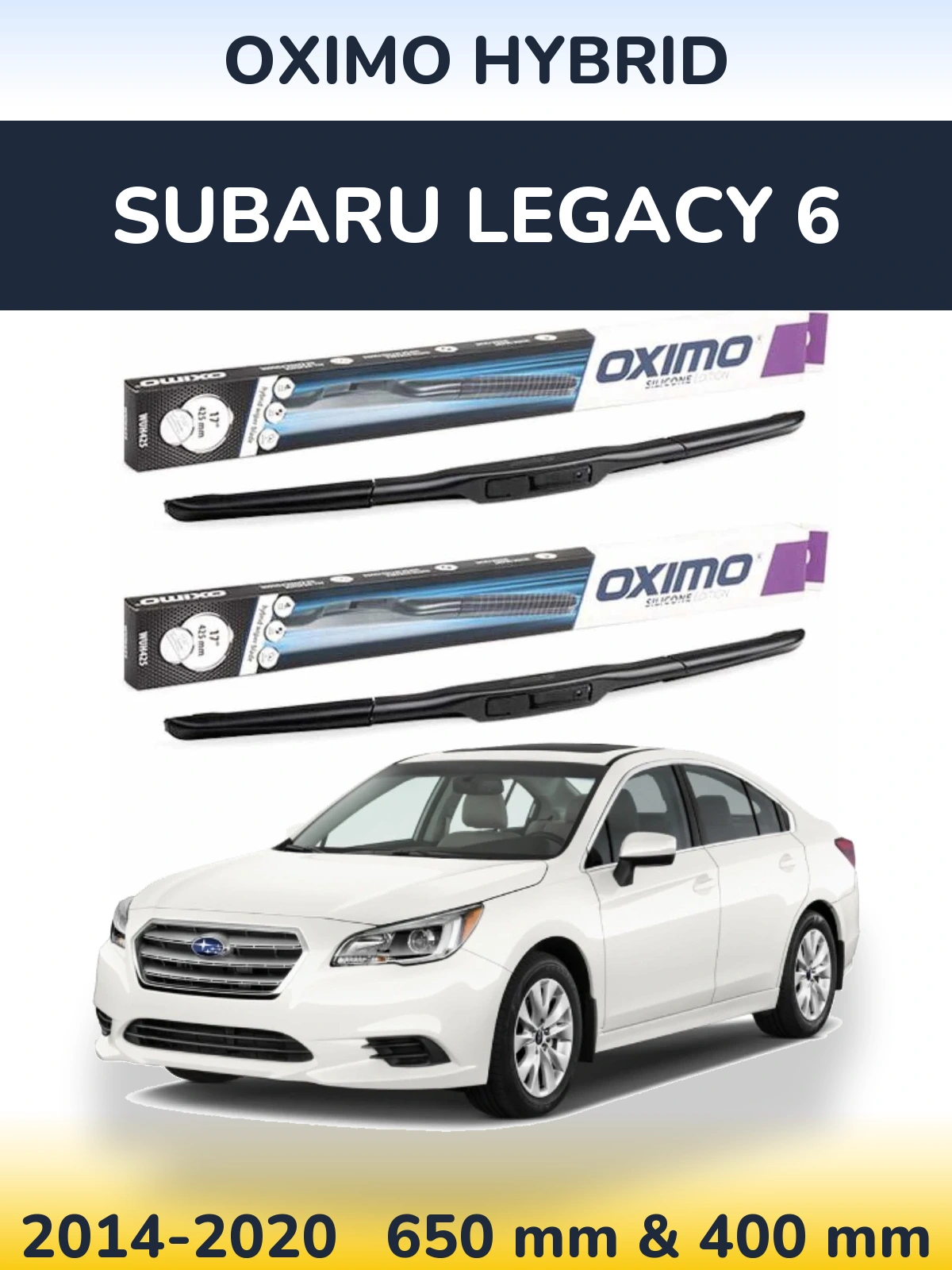 Komplet przednich wycieraczek Oximo Hybrid 650 & 400 mm do Subaru Legacy 6 2014-2020