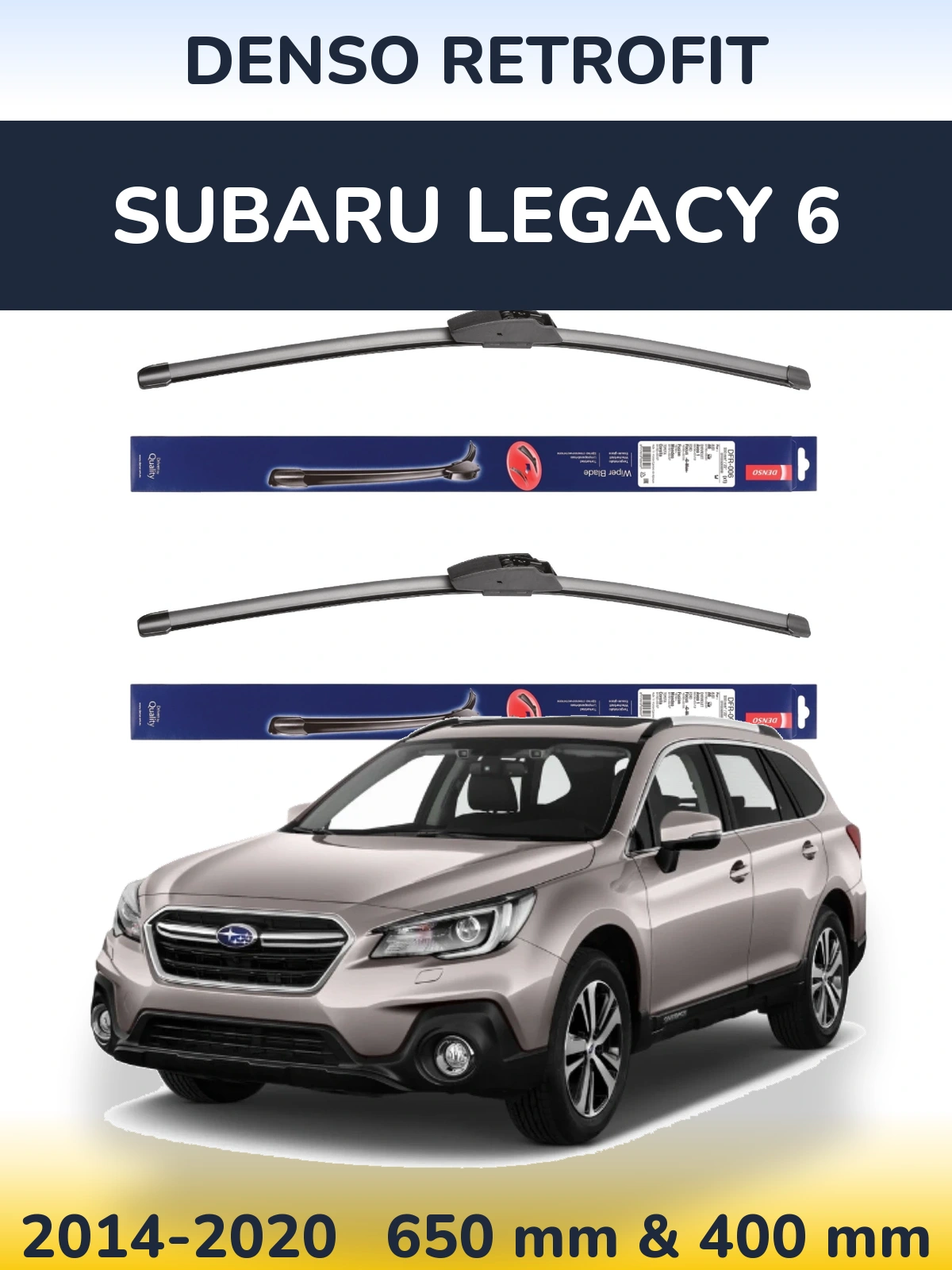 Komplet przednich wycieraczek Denso Retrofit 650 & 400 mm do Subaru Legacy 6 2014-2020