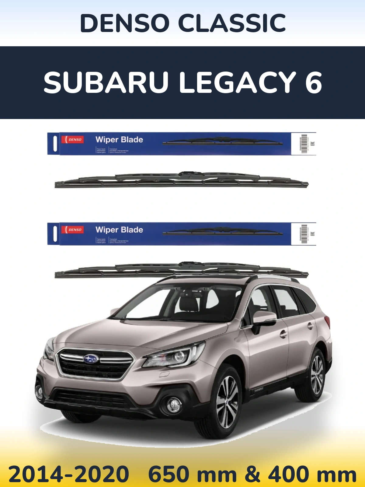 Komplet przednich wycieraczek Denso Classic 650 & 400 mm do Subaru Legacy 6 2014-2020