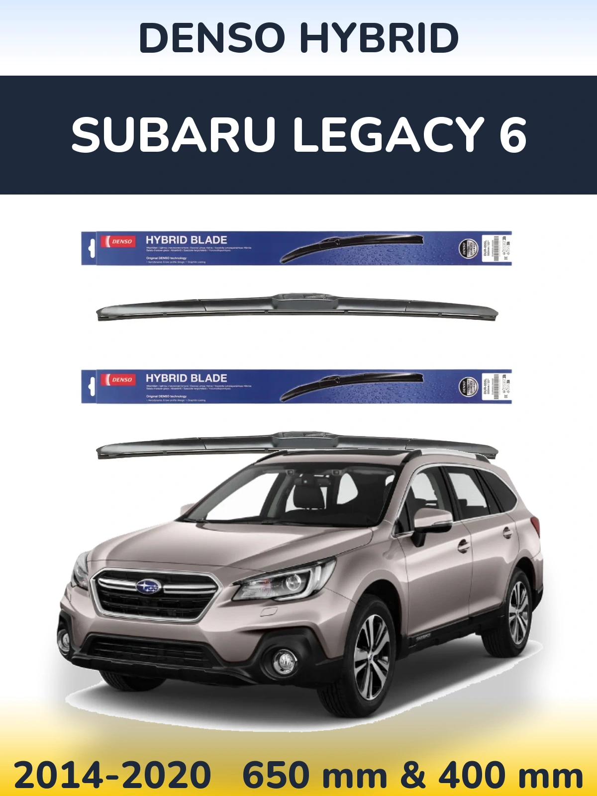 Komplet przednich wycieraczek Denso Hybrid 650 & 400 mm do Subaru Legacy 6 2014-2020