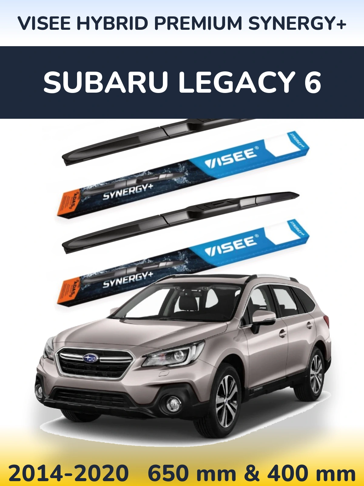 Komplet przednich wycieraczek VISEE HYBRID PREMIUM SYNERGY+ 650 & 400 mm do Subaru Legacy 6 2014-2020