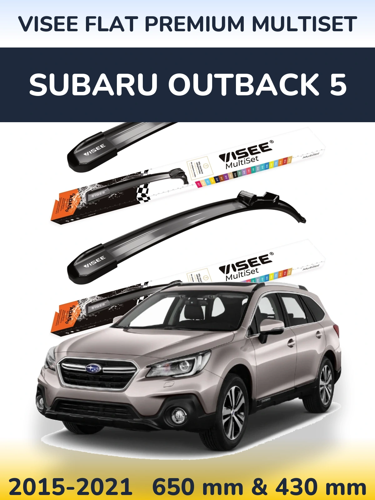 Komplet przednich wycieraczek VISEE FLAT PREMIUM MultiSet 650 & 430 mm do Subaru Outback 5 2015-2021