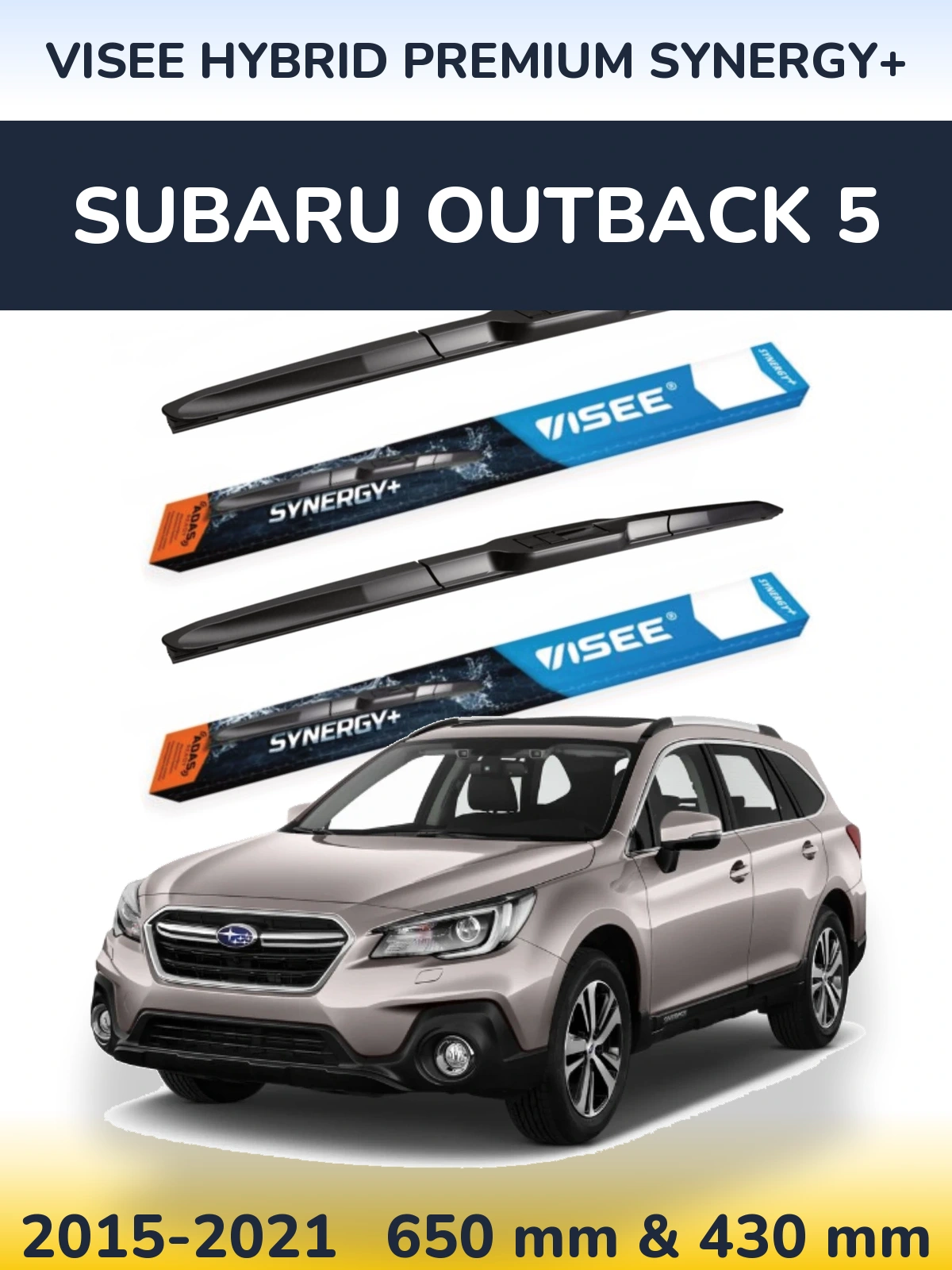 Комплект передних дворников VISEE HYBRID PREMIUM SYNERGY+ 650 & 430 мм для Subaru Outback 5 2015-2021