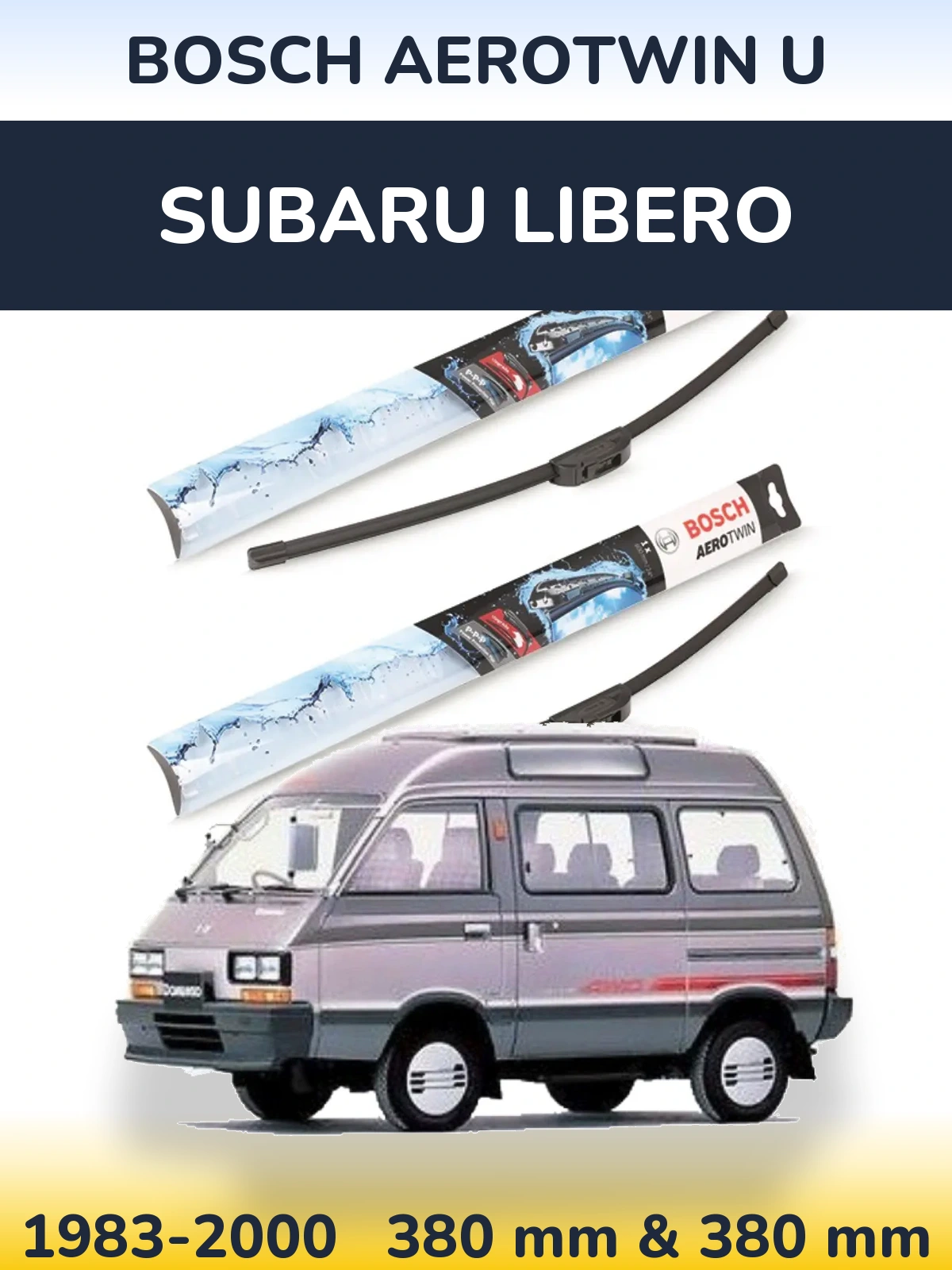 Комплект передних дворников BOSCH AeroTwin U 380 & 380 мм для Subaru Libero 1983-2000