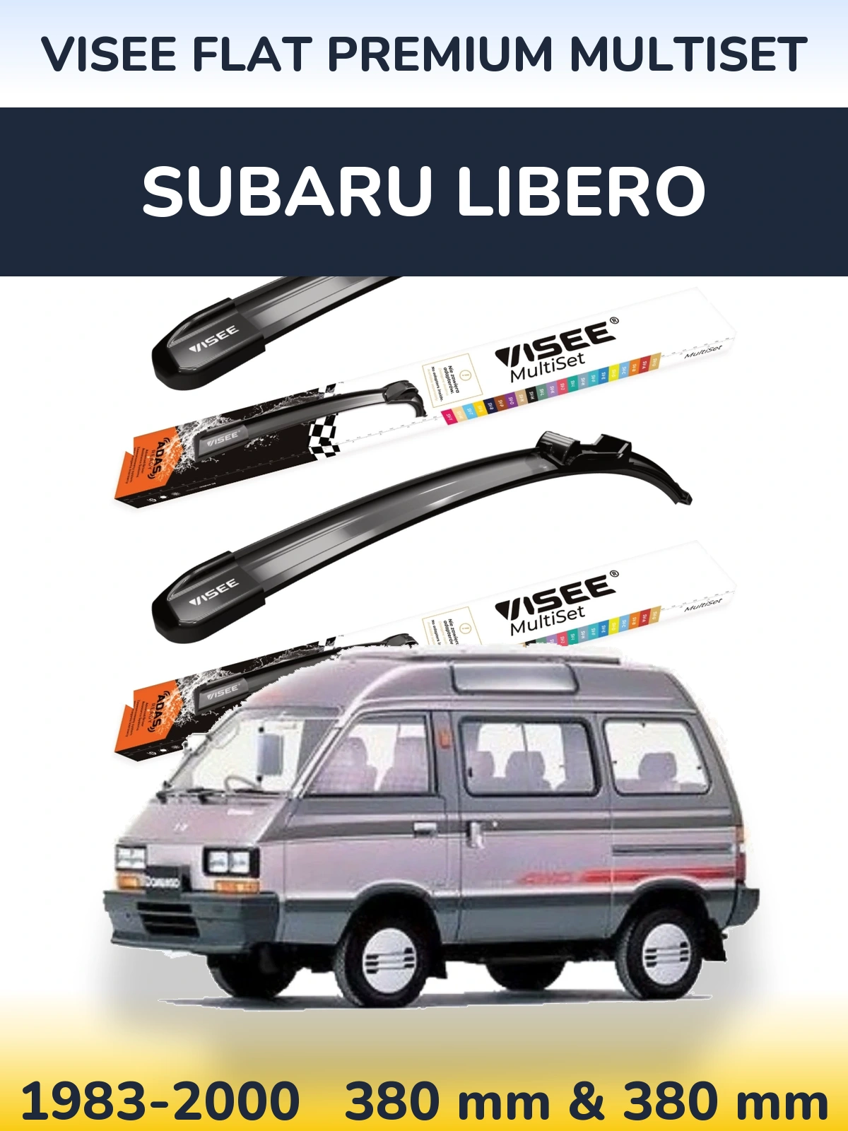 Комплект передних дворников VISEE FLAT PREMIUM MultiSet 380 & 380 мм для Subaru Libero 1983-2000