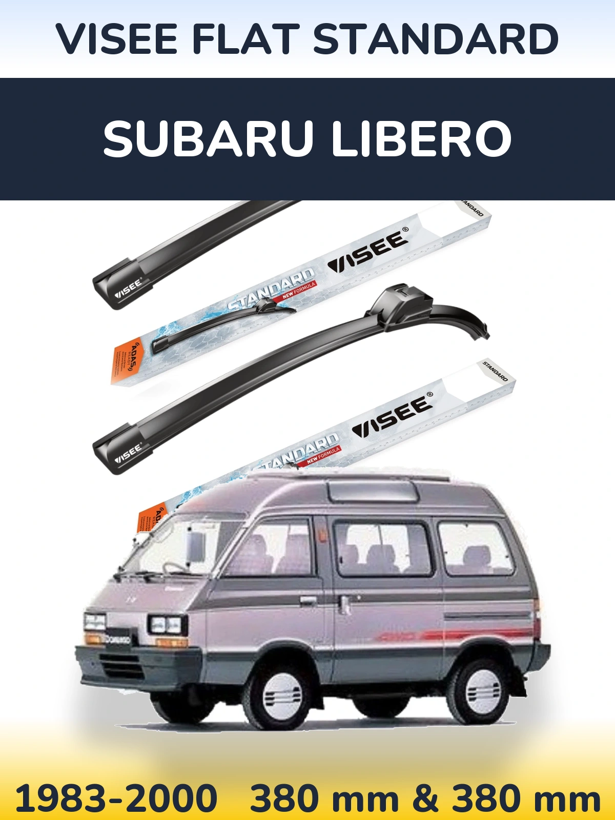 Komplet przednich wycieraczek VISEE FLAT STANDARD 380 & 380 mm do Subaru Libero 1983-2000