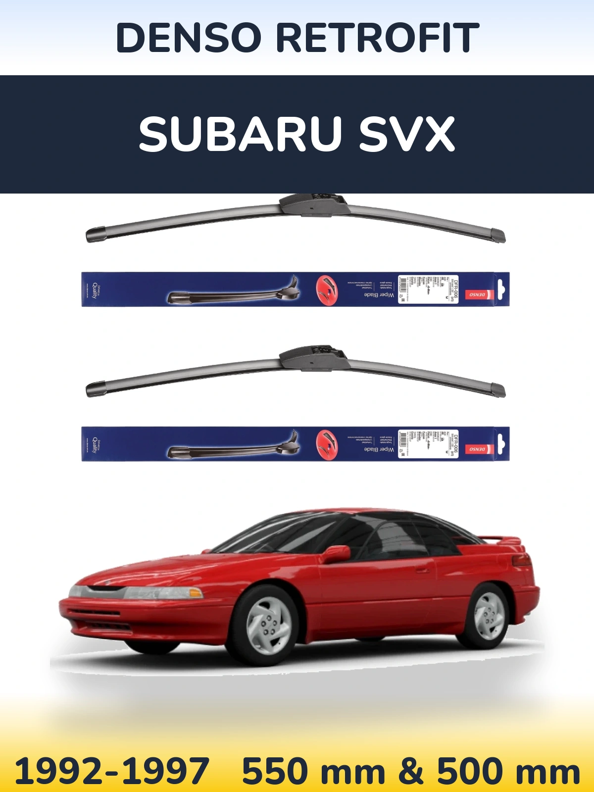 Комплект передних дворников Denso Retrofit 550 & 500 мм для Subaru SVX 1992-1997