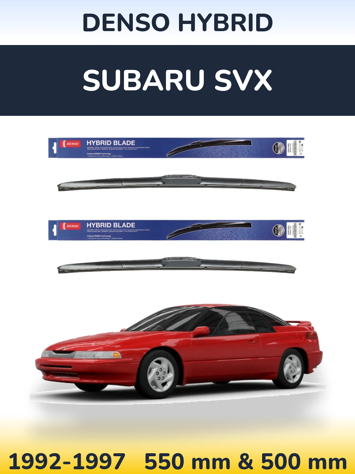 Комплект передних дворников Denso Hybrid 550 & 500 мм для Subaru SVX 1992-1997