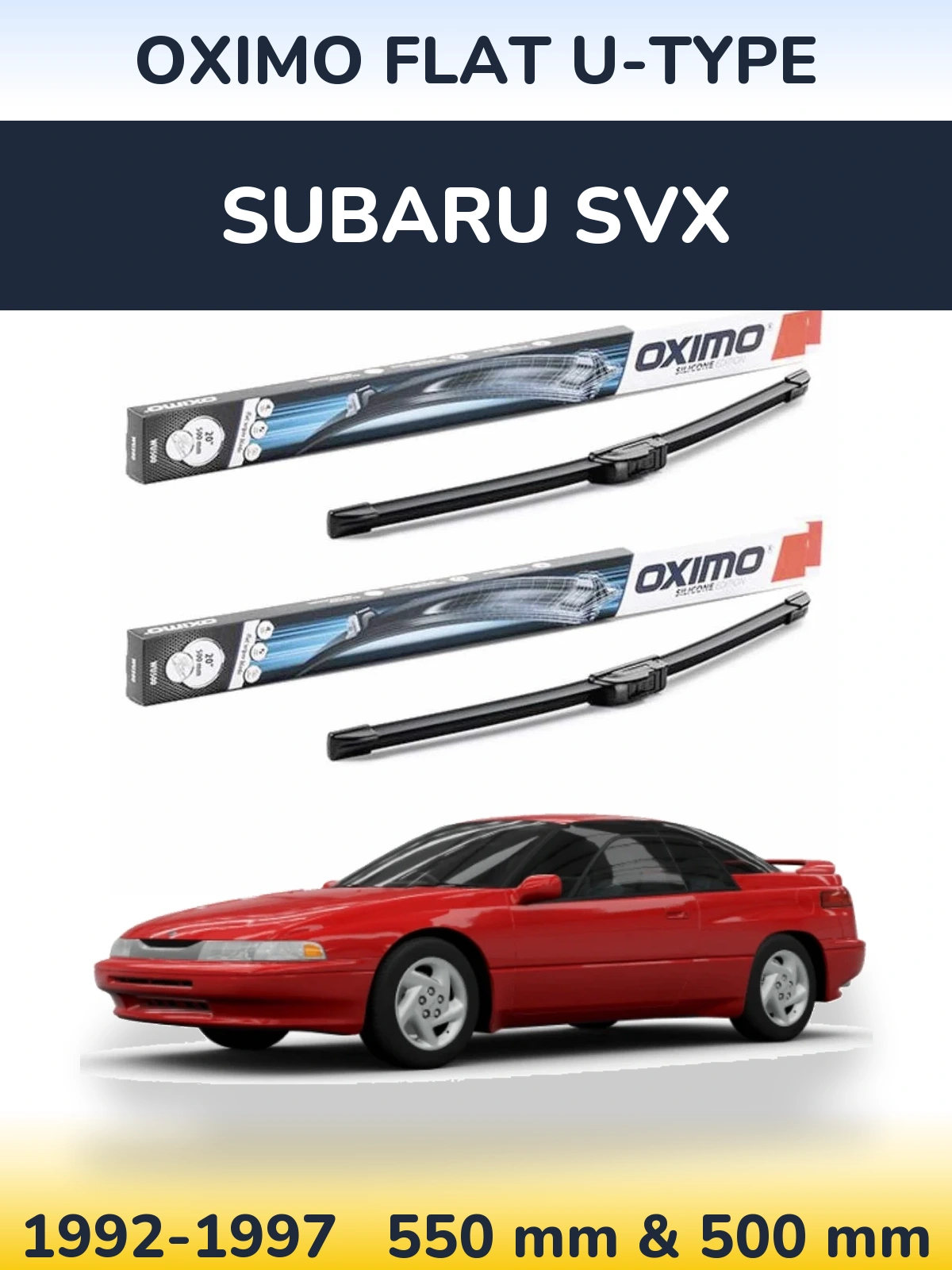 Комплект передних дворников Oximo Flat U-type 550 & 500 мм для Subaru SVX 1992-1997