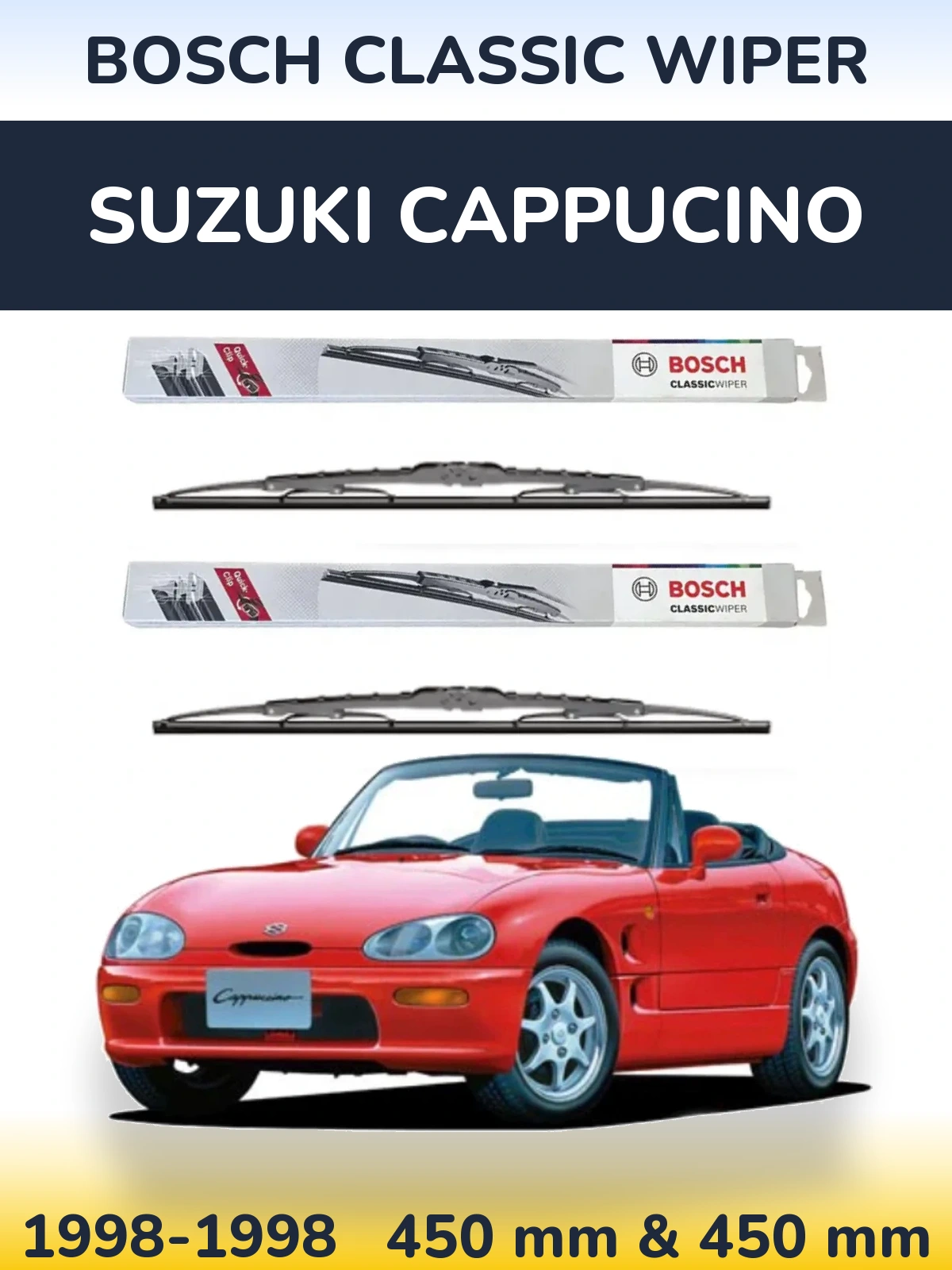 Комплект передних дворников BOSCH Classic Wiper 450 & 450 мм для Suzuki Cappucino 1998-1998
