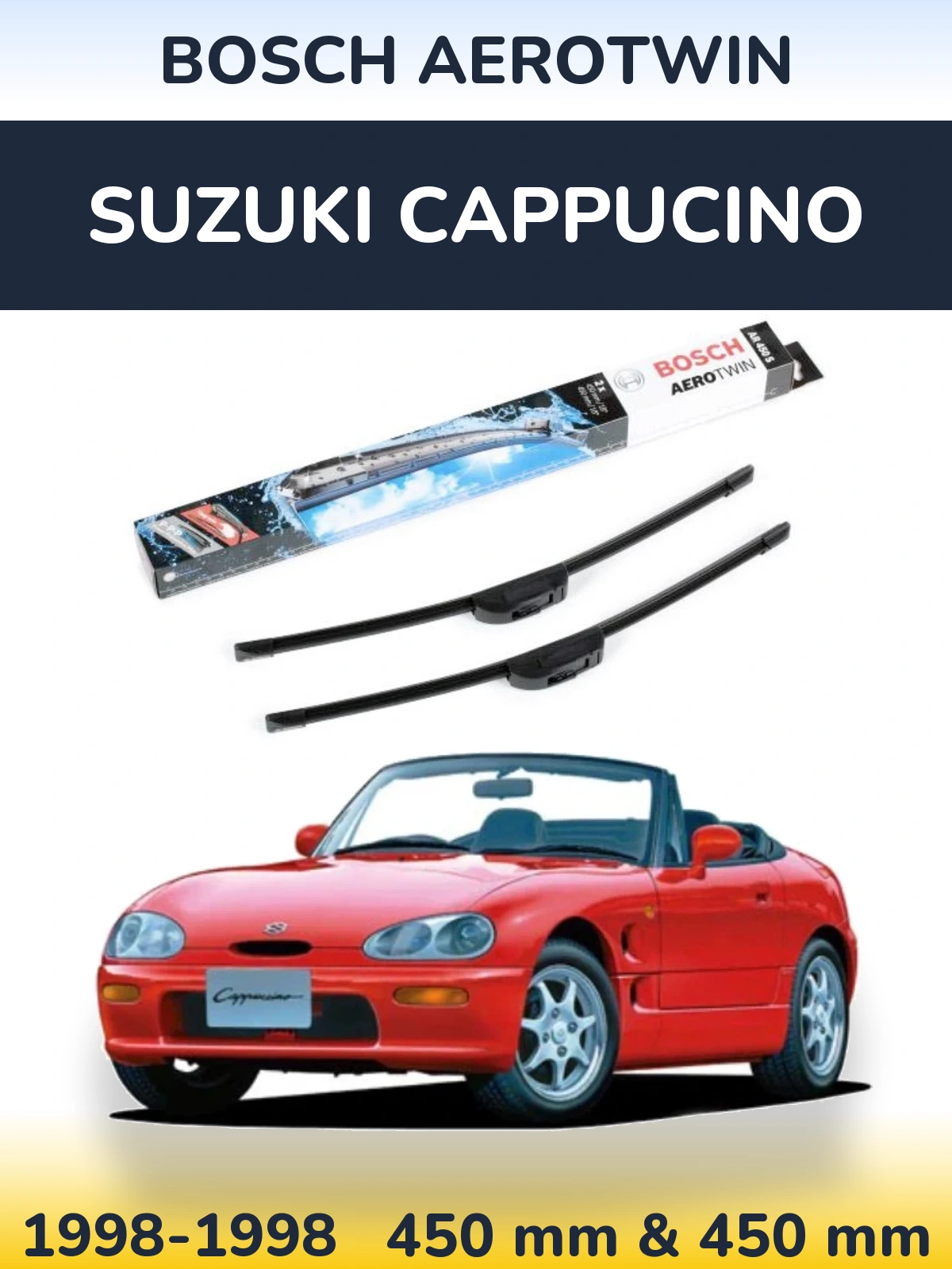 Комплект передних дворников BOSCH AeroTwin 450 & 450 мм для Suzuki Cappucino 1998-1998