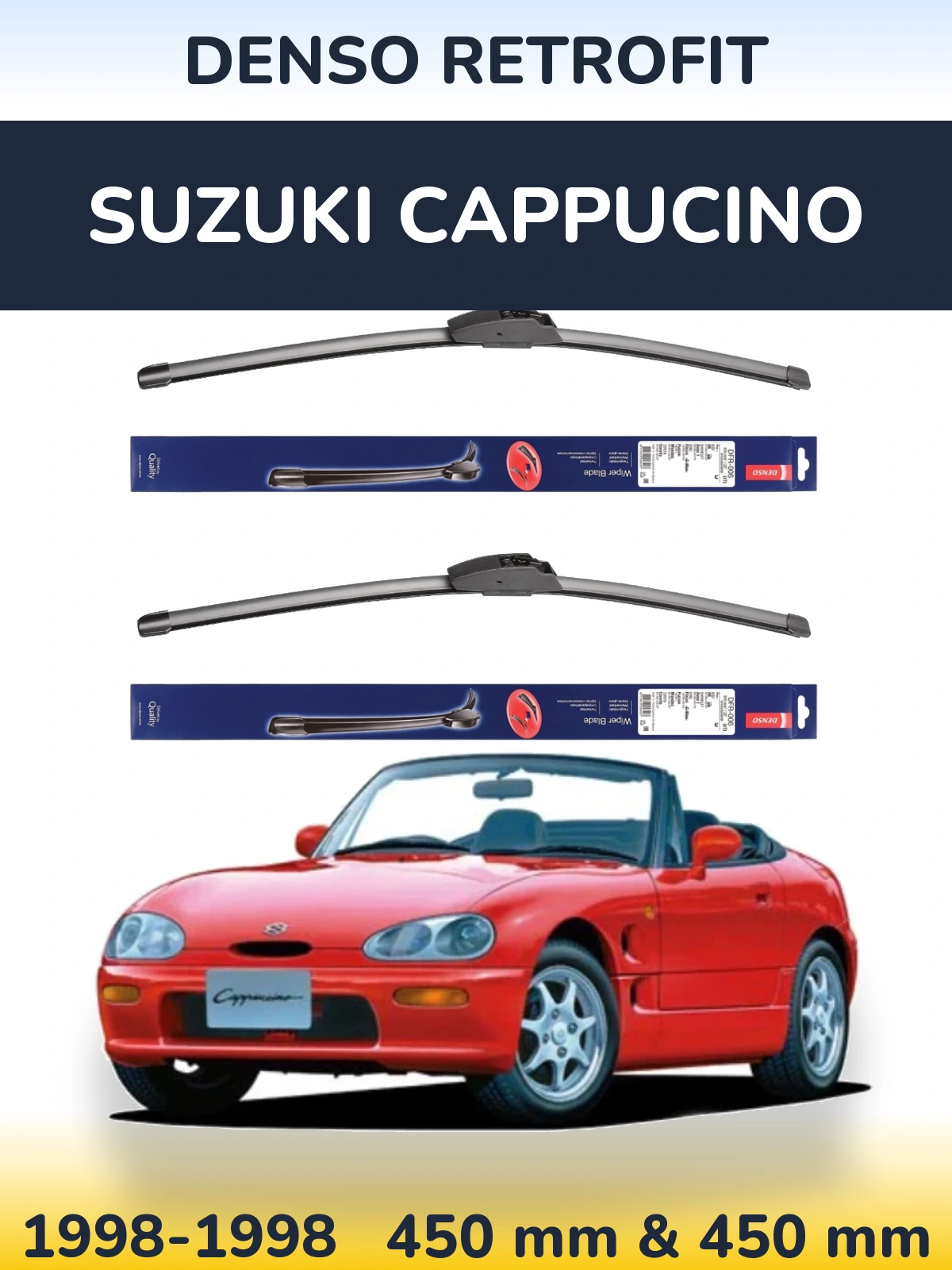 Комплект передних дворников Denso Retrofit 450 & 450 мм для Suzuki Cappucino 1998-1998