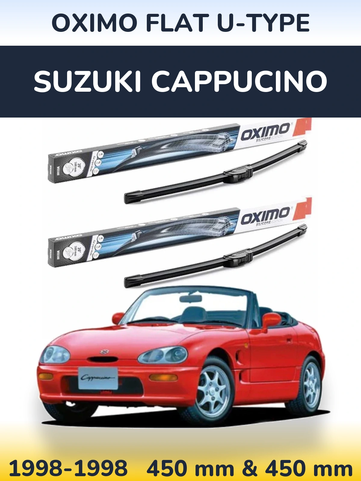 Комплект передних дворников Oximo Flat U-type 450 & 450 мм для Suzuki Cappucino 1998-1998