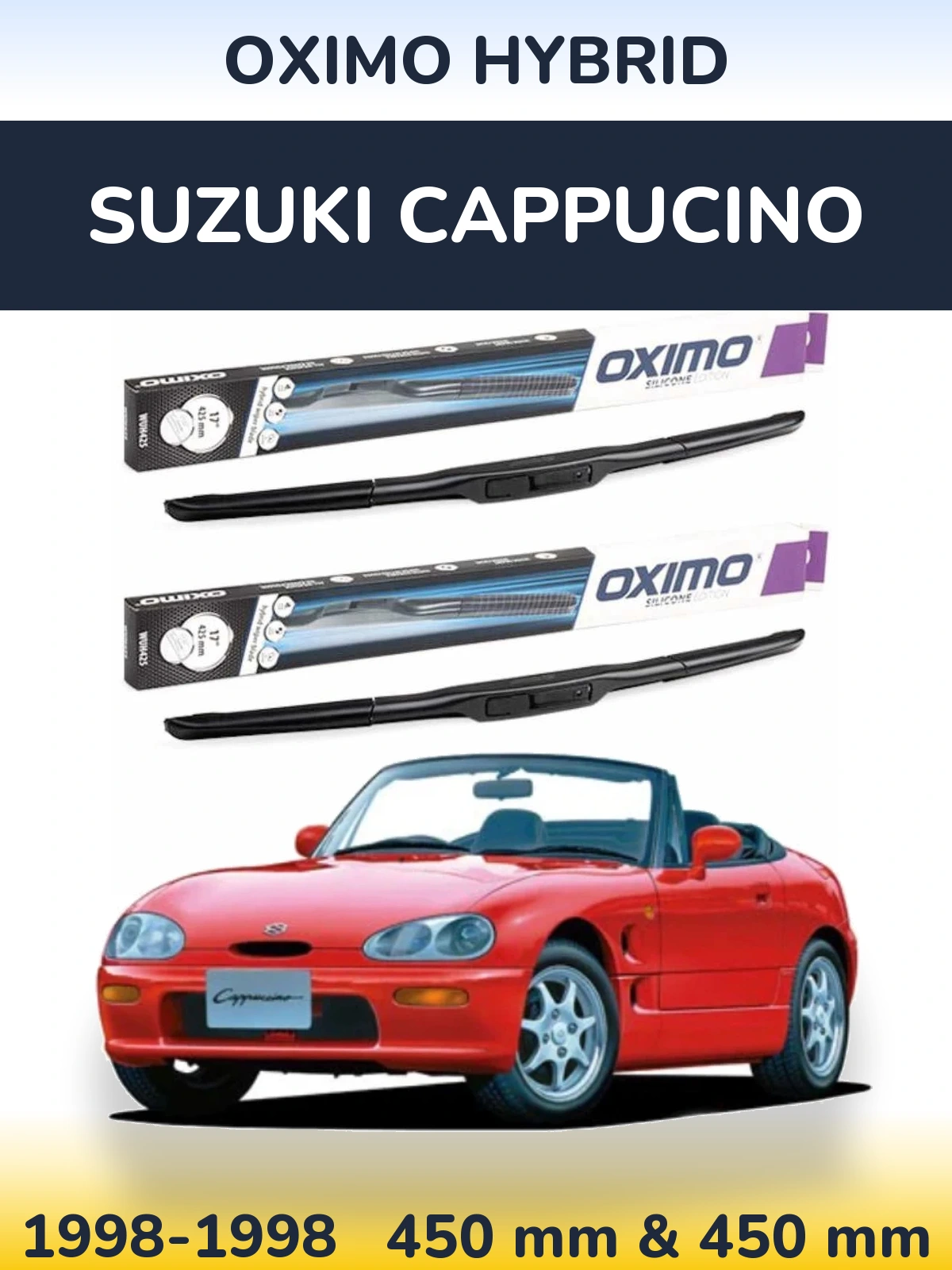 Комплект передних дворников Oximo Hybrid 450 & 450 мм для Suzuki Cappucino 1998-1998