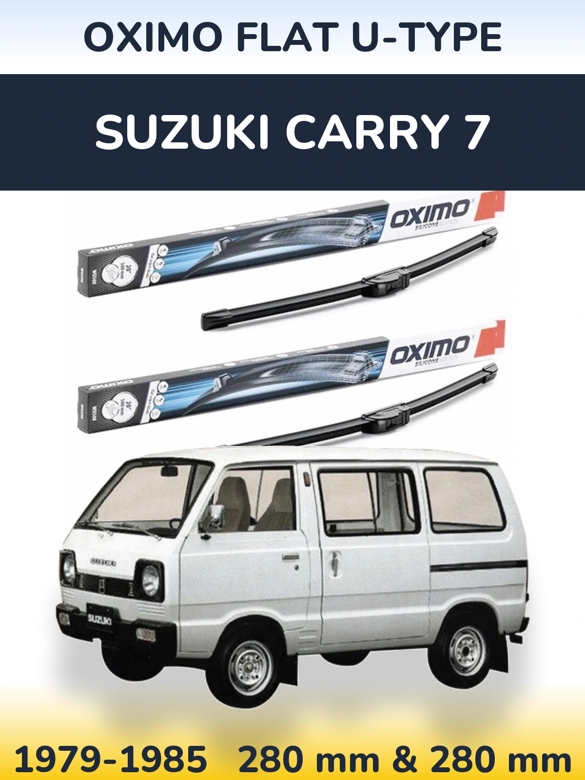 Front wiper blade set Oximo Flat U-type 300 & 300 mm for Suzuki Carry 7 1979-1985