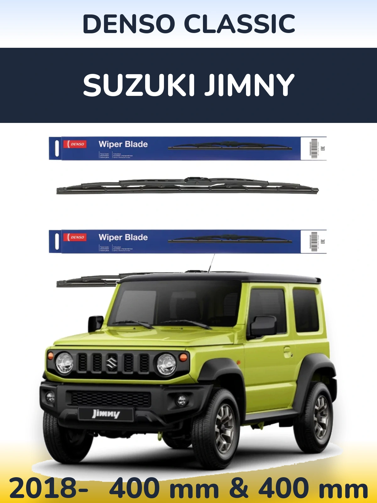 Front wiper blade set Denso Classic 400 & 400 mm for Suzuki Jimny 2018-2026