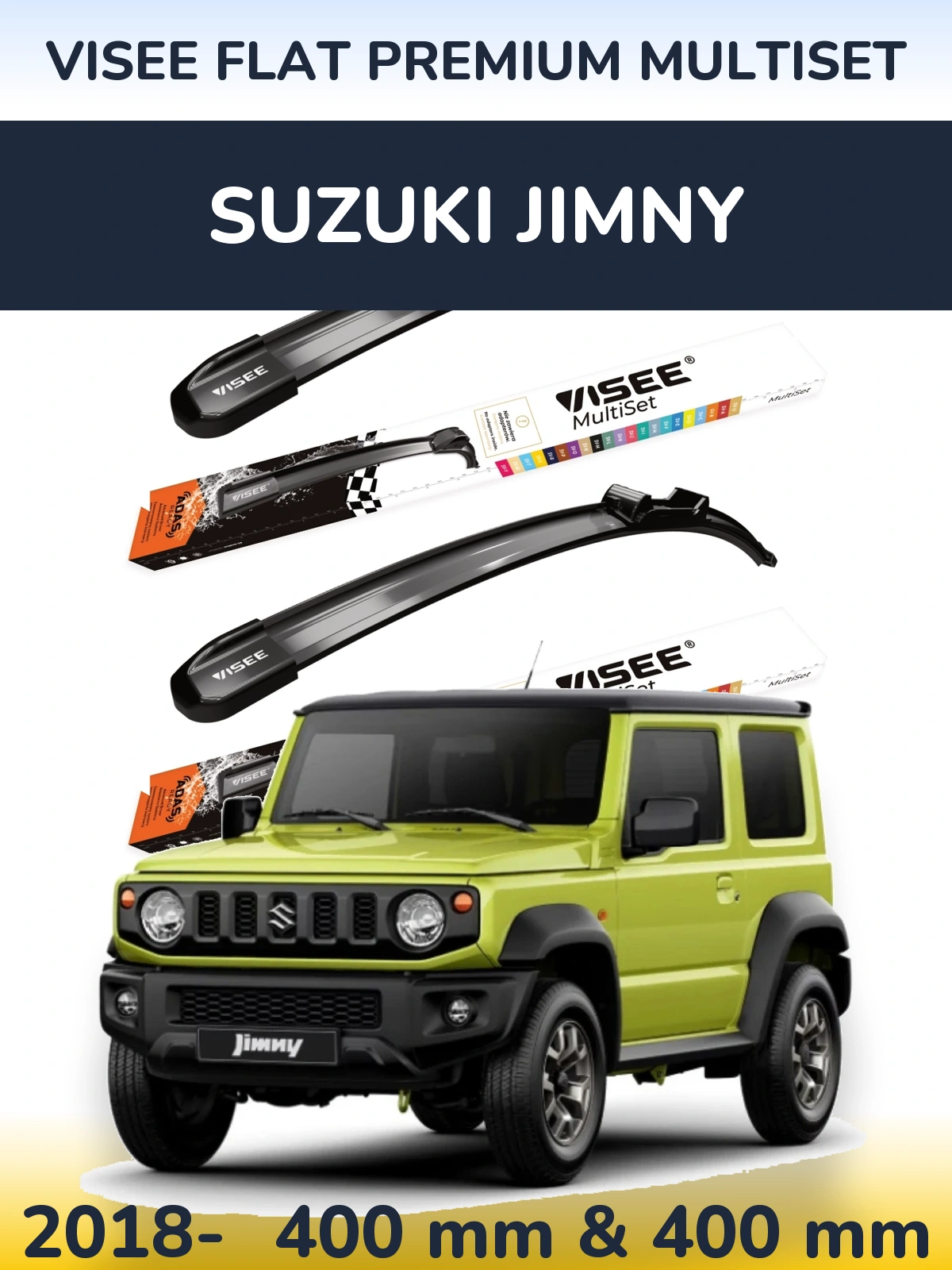 Front wiper blade set VISEE FLAT PREMIUM MultiSet 400 & 400 mm for Suzuki Jimny 2018-2026