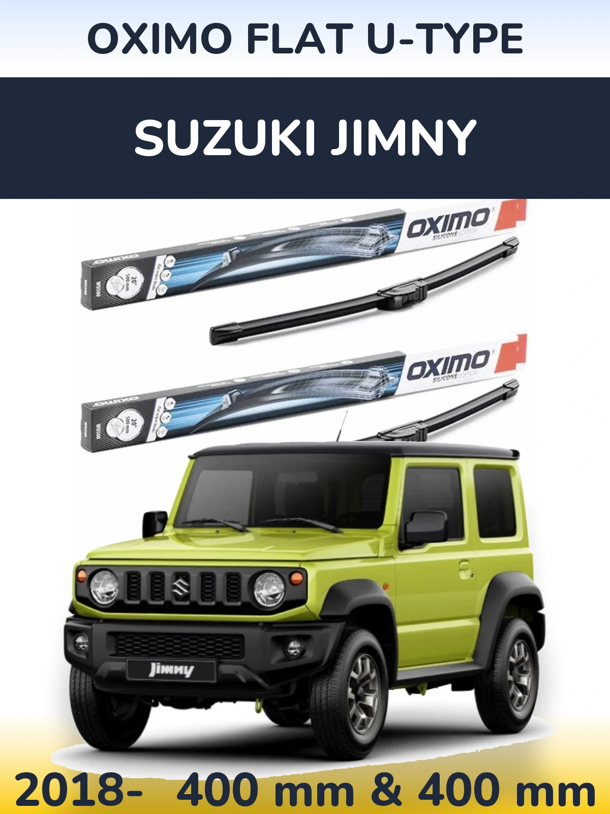 Комплект передних дворников Oximo Flat U-type 400 & 400 мм для Suzuki Jimny 2018-2026