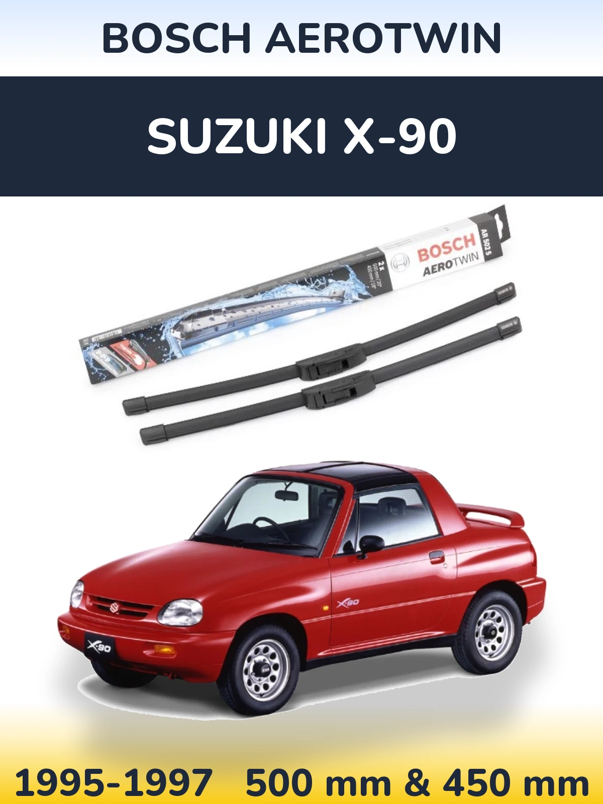 Комплект передних дворников BOSCH AeroTwin 500 & 450 мм для Suzuki X-90 1995-1997
