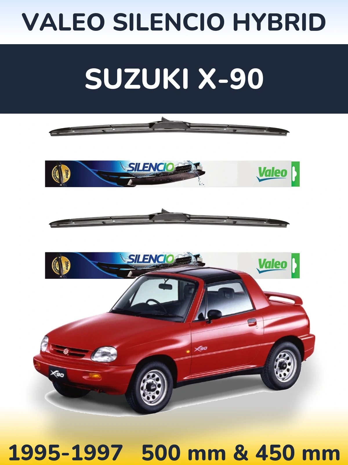 Комплект передних дворников Valeo Silencio Hybrid 500 & 450 мм для Suzuki X-90 1995-1997