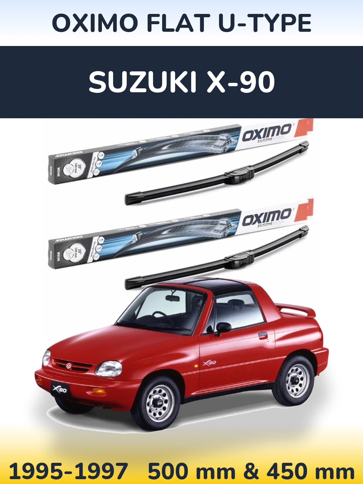 Комплект передних дворников Oximo Flat U-type 500 & 450 мм для Suzuki X-90 1995-1997