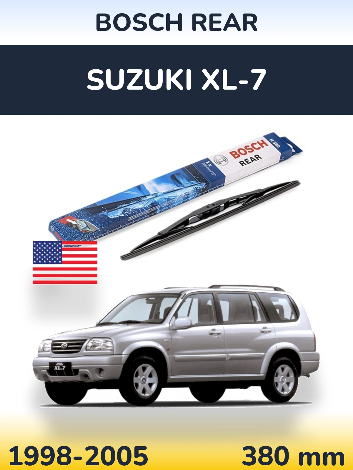 Задний дворник BOSCH Rear 380 мм для Suzuki XL-7 1998-2005