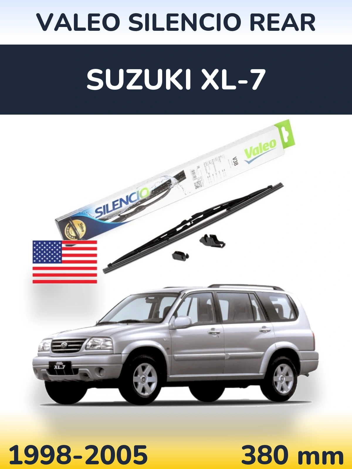 Rear wiper blade Valeo Silencio Rear 380 mm for Suzuki XL-7 1998-2005