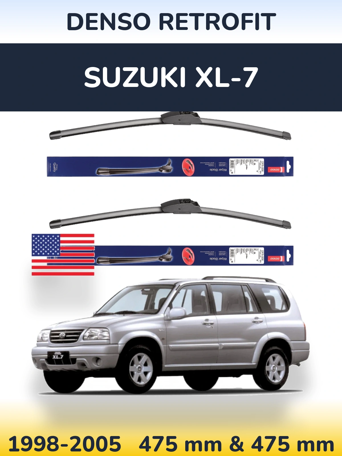 Комплект передних дворников Denso Retrofit 475 & 475 мм для Suzuki XL-7 1998-2005