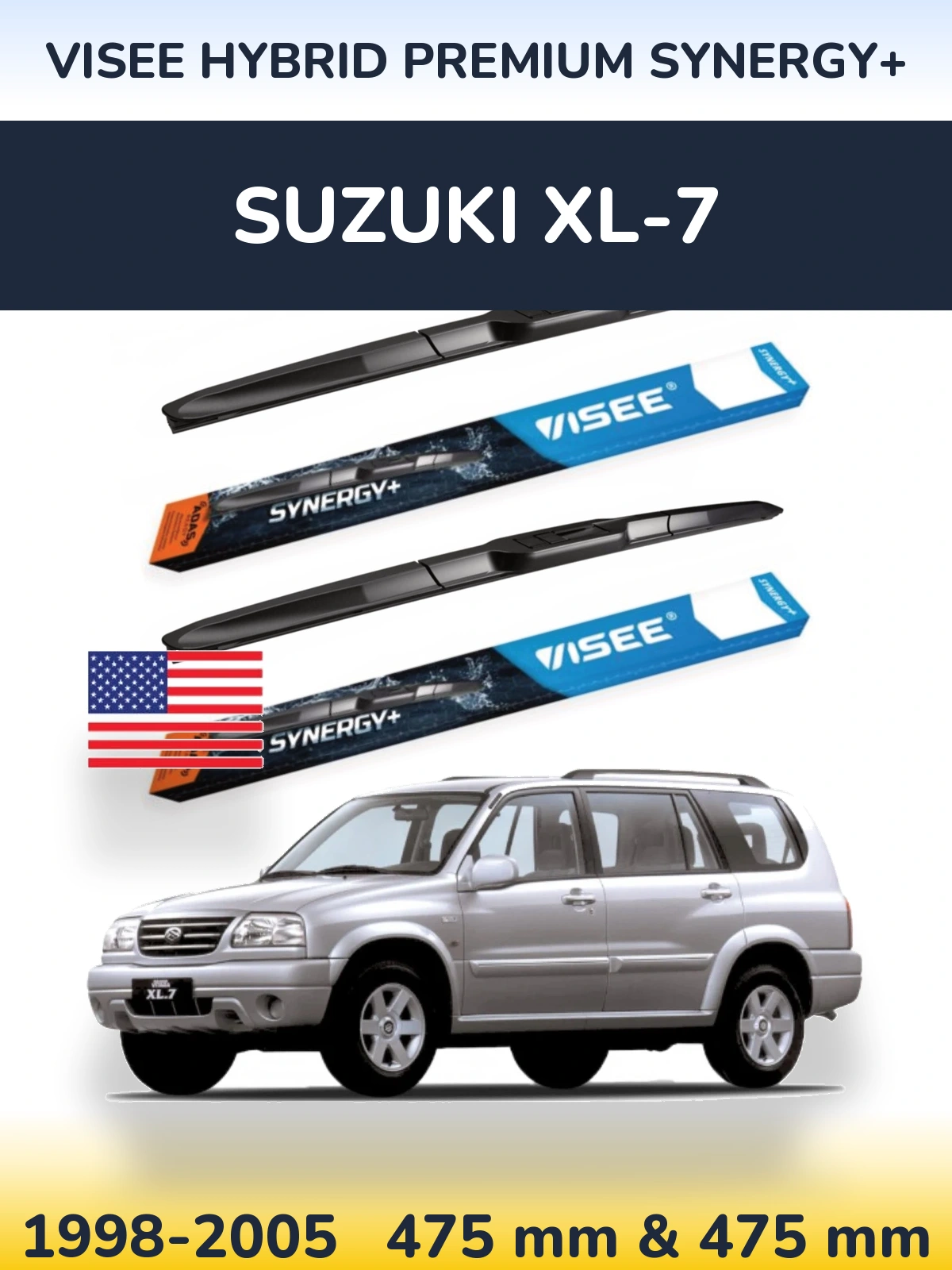 Комплект передних дворников VISEE HYBRID PREMIUM SYNERGY+ 475 & 475 мм для Suzuki XL-7 1998-2005