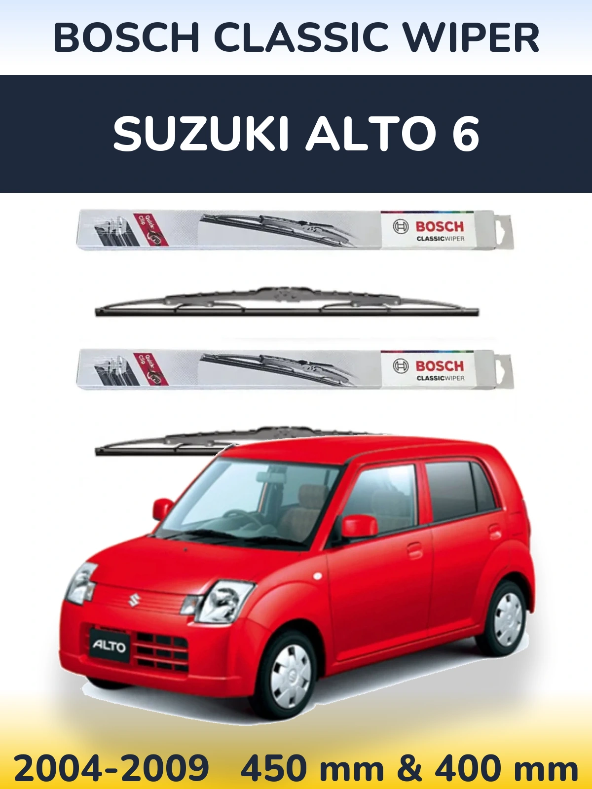 Komplet przednich wycieraczek BOSCH Classic Wiper 450 & 400 mm do Suzuki Alto 6 2004-2009