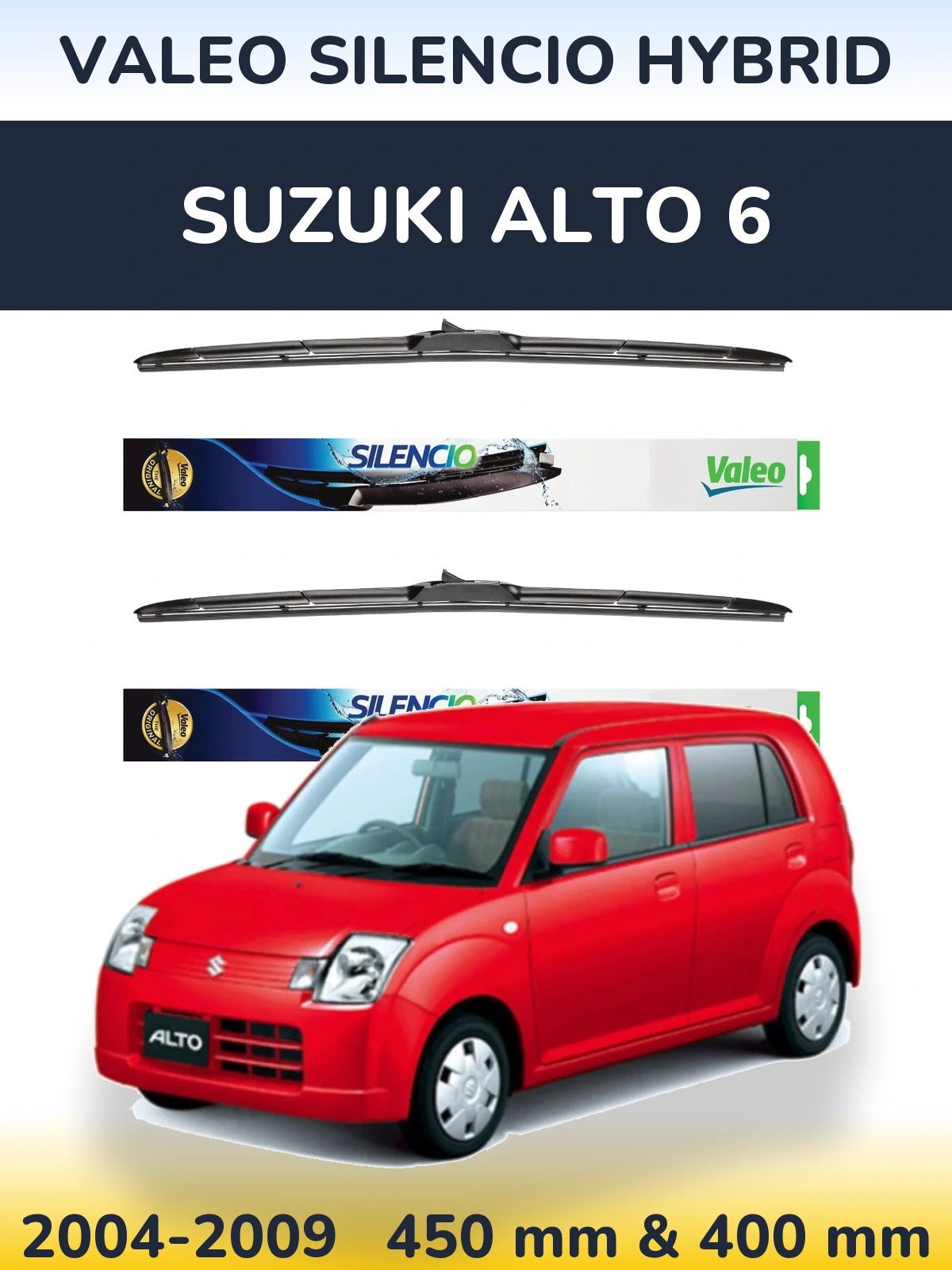 Komplet przednich wycieraczek Valeo Silencio Hybrid 450 & 400 mm do Suzuki Alto 6 2004-2009