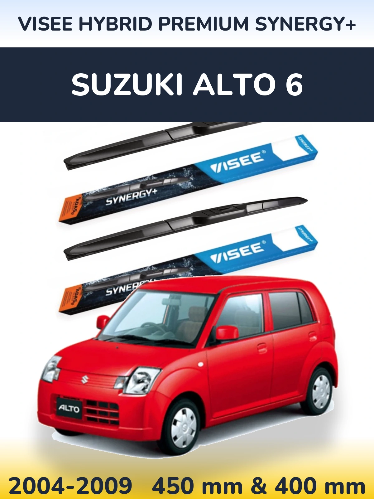 Komplet przednich wycieraczek VISEE HYBRID PREMIUM SYNERGY+ 450 & 400 mm do Suzuki Alto 6 2004-2009