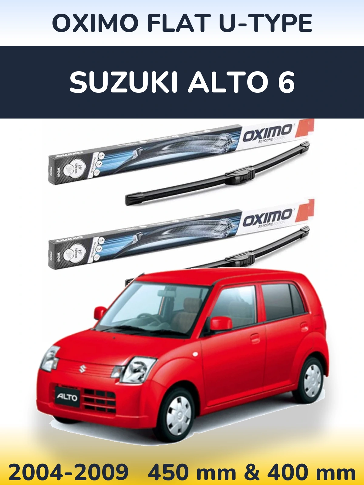 Komplet przednich wycieraczek Oximo Flat U-type 450 & 400 mm do Suzuki Alto 6 2004-2009