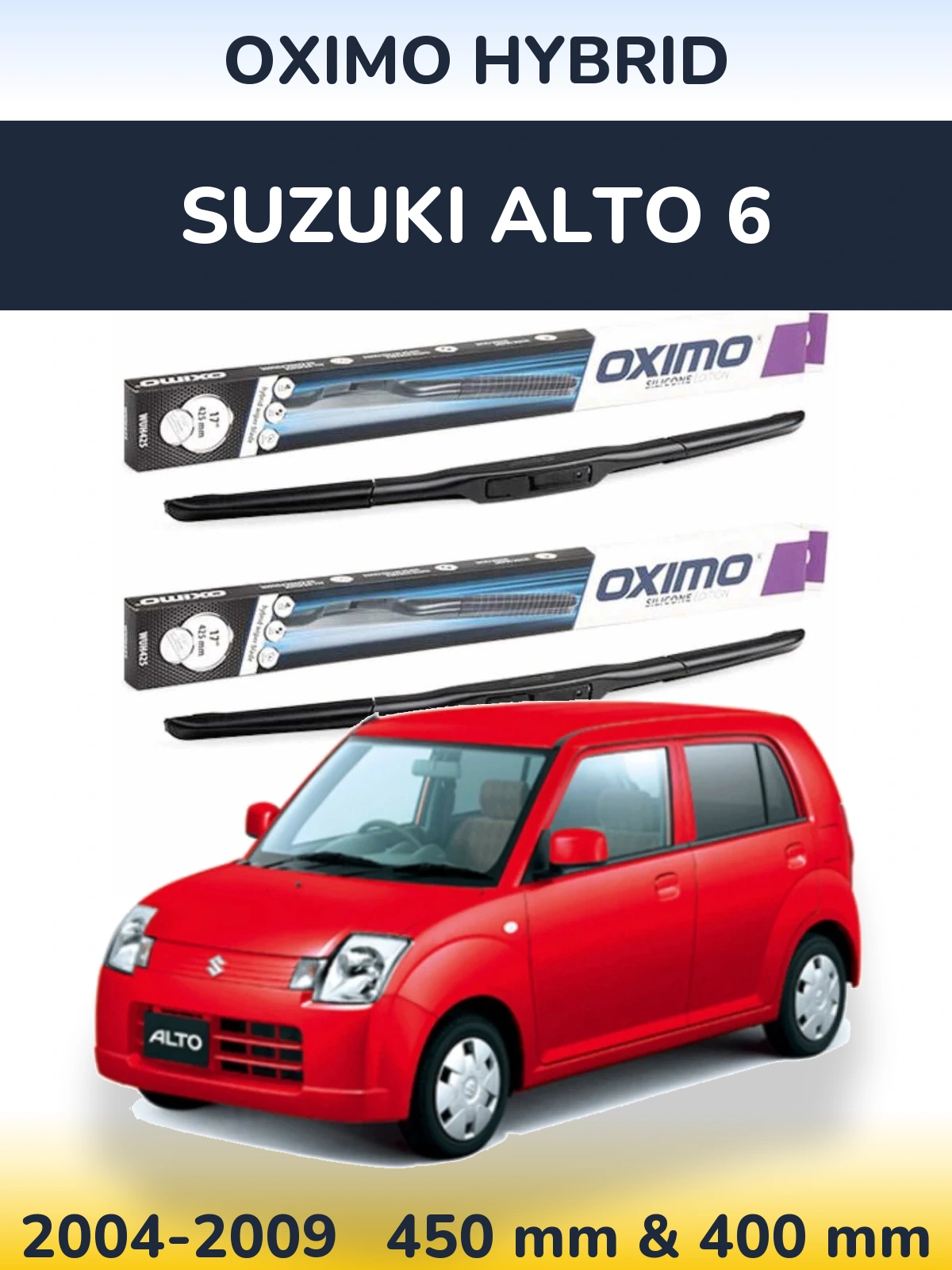 Komplet przednich wycieraczek Oximo Hybrid 450 & 400 mm do Suzuki Alto 6 2004-2009