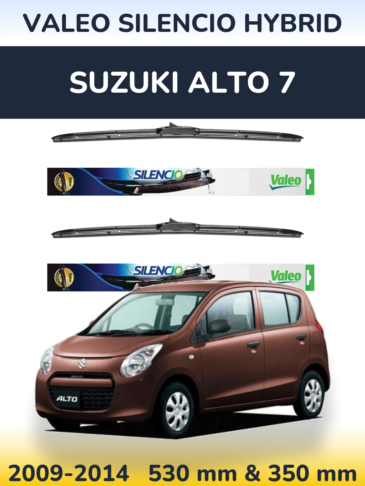 Комплект передних дворников Valeo Silencio Hybrid 530 & 350 мм для Suzuki Alto 7 2009-2014