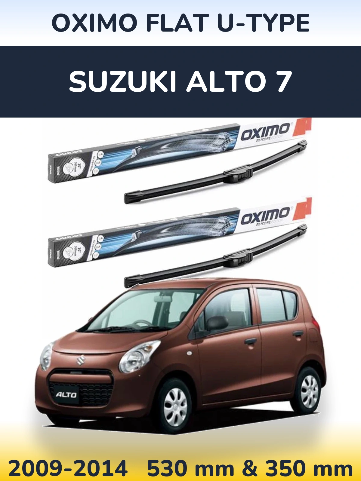 Komplet przednich wycieraczek Oximo Flat U-type 530 & 350 mm do Suzuki Alto 7 2009-2014