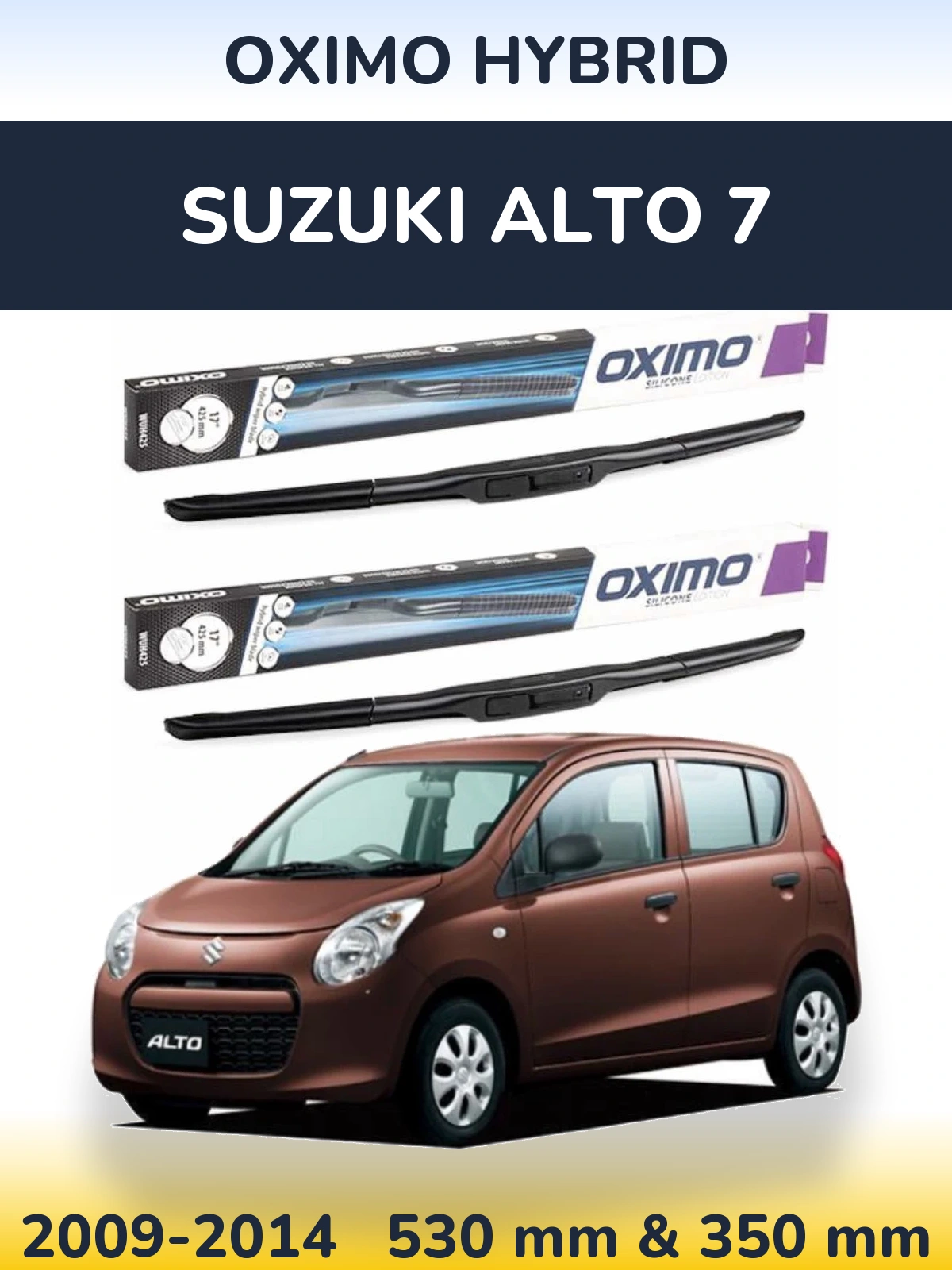 Komplet przednich wycieraczek Oximo Hybrid 530 & 350 mm do Suzuki Alto 7 2009-2014