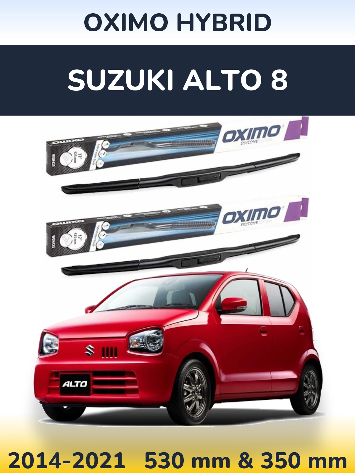 Front wiper blade set Oximo Hybrid 530 & 350 mm for Suzuki Alto 8 2014-2021