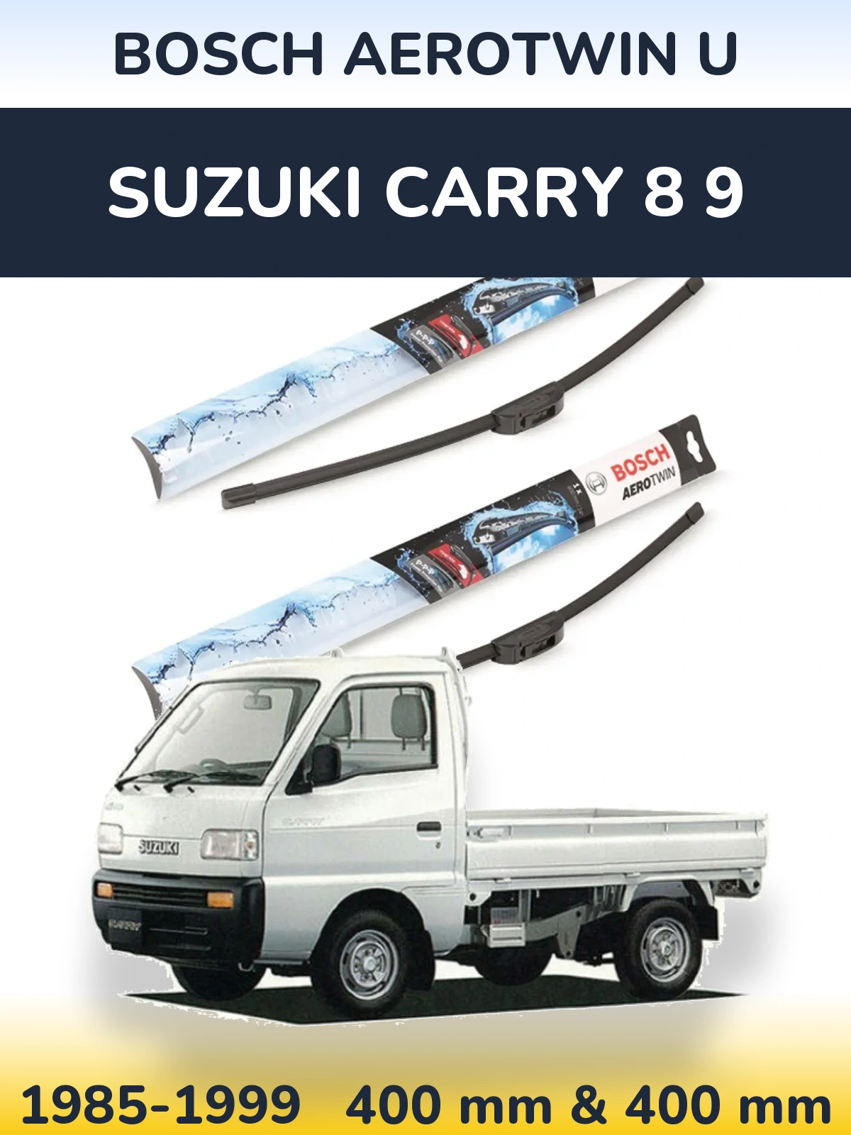 Komplet przednich wycieraczek BOSCH AeroTwin U 400 & 400 mm do Suzuki Carry 8 9 1985-1999